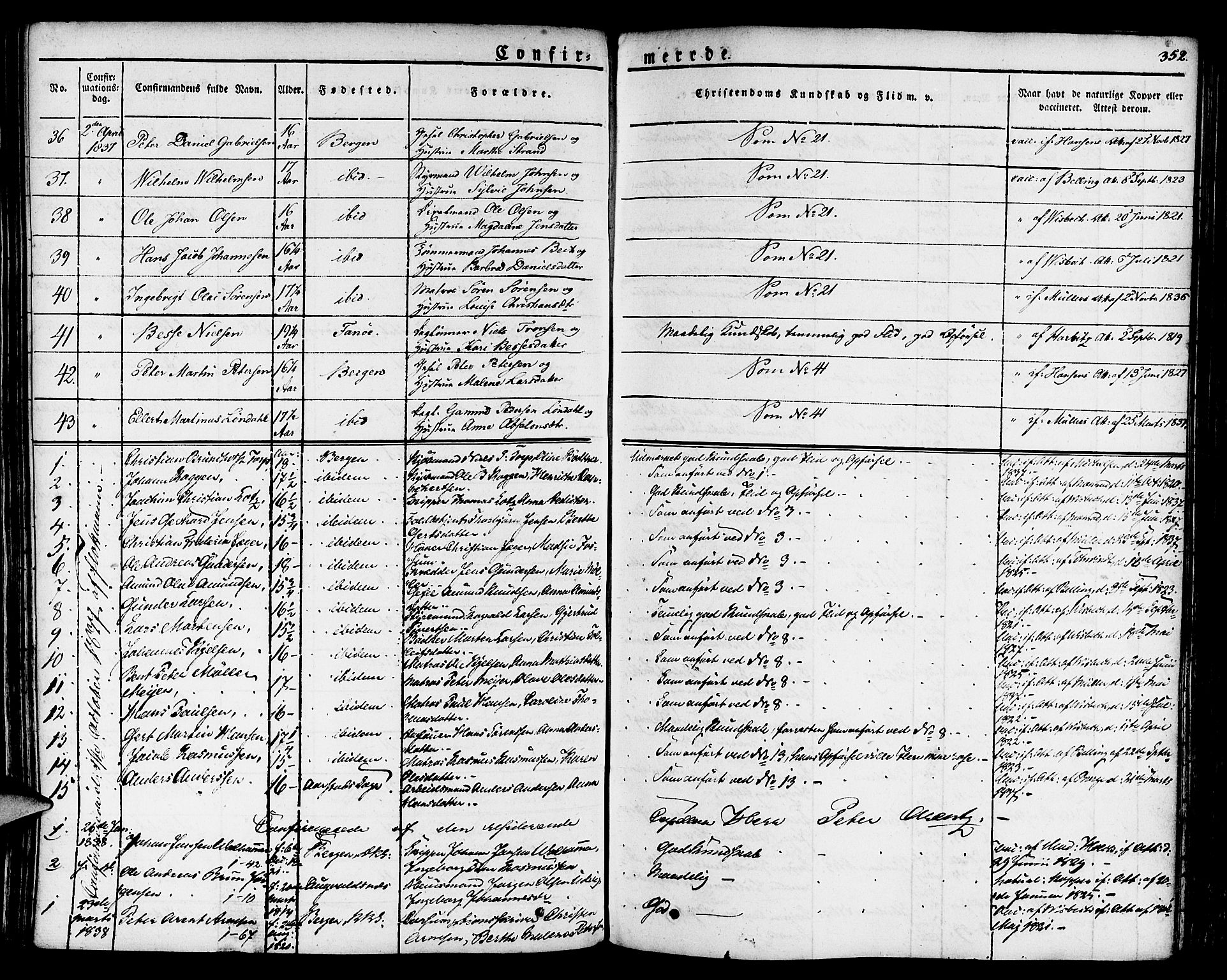 Nykirken Sokneprestembete, SAB/A-77101/H/Haa/L0012: Parish register (official) no. A 12, 1821-1844, p. 352