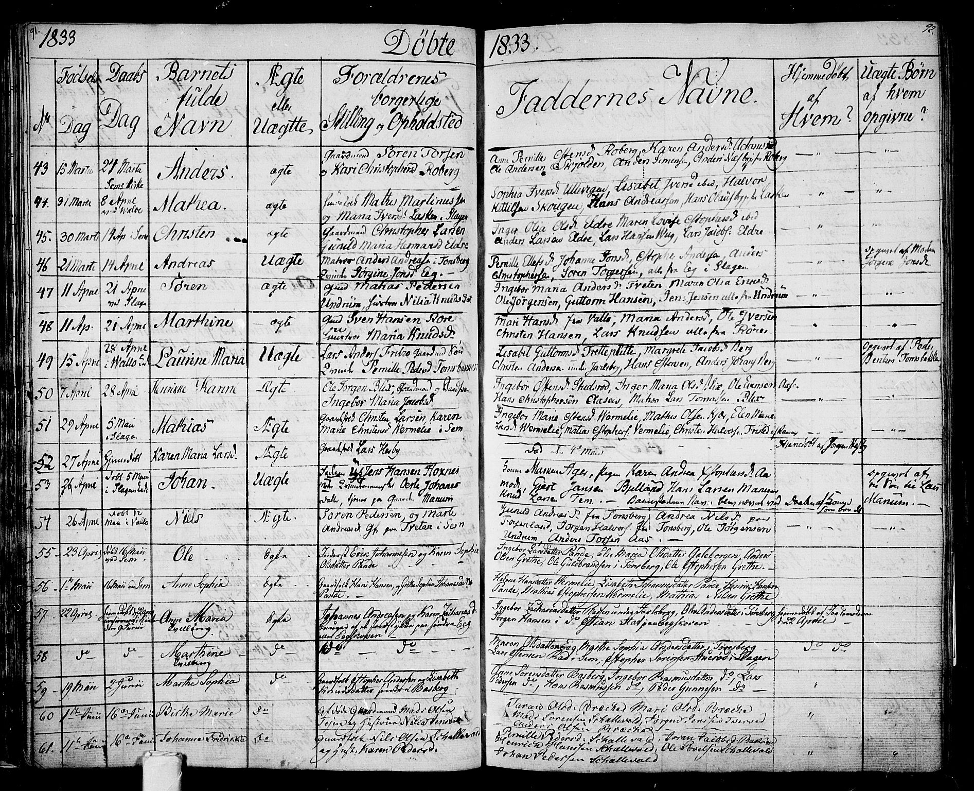 Sem kirkebøker, SAKO/A-5/F/Fa/L0005: Parish register (official) no. I 5, 1825-1842, p. 91-92