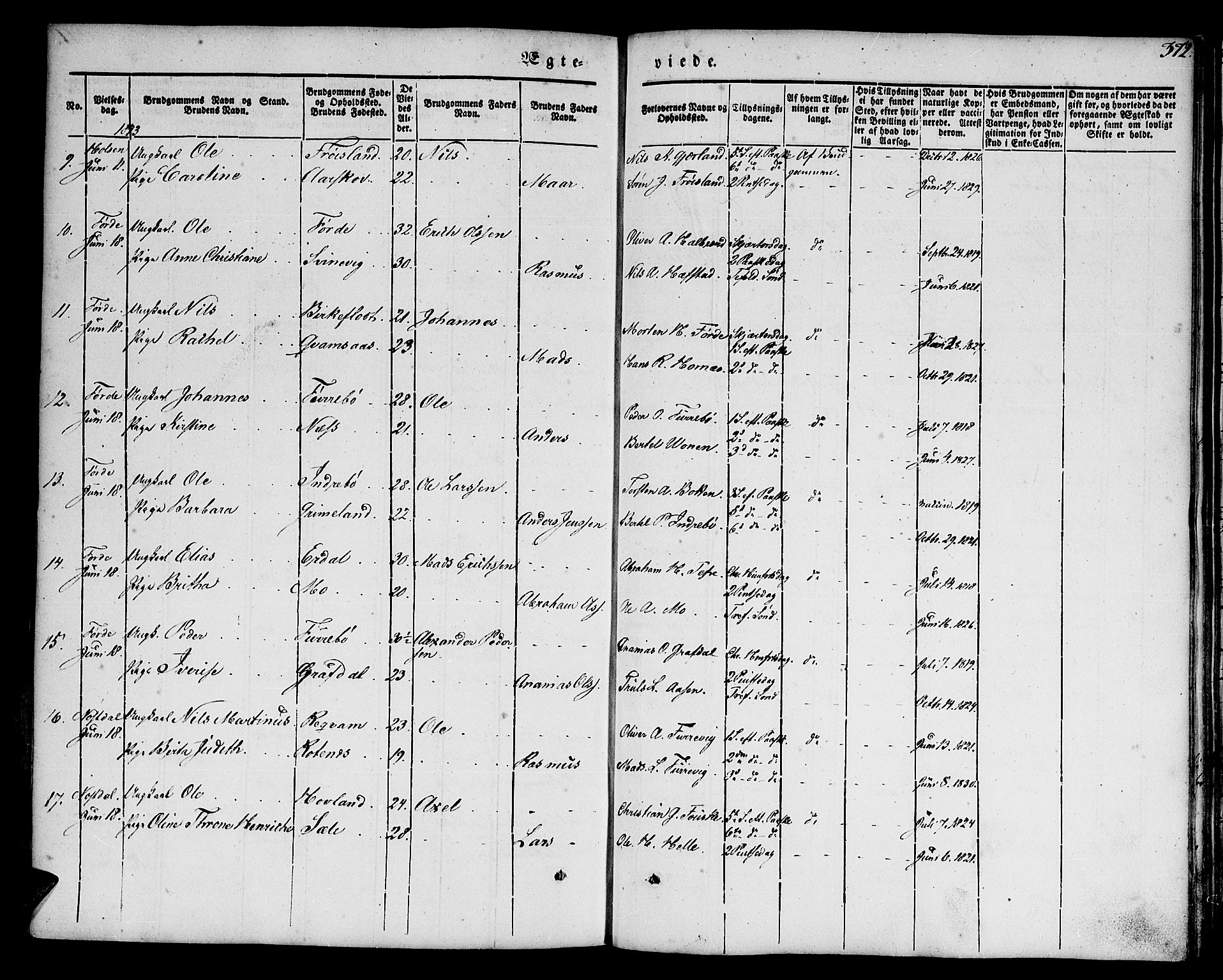 Førde sokneprestembete, AV/SAB-A-79901/H/Haa/Haaa/L0007: Parish register (official) no. A 7, 1843-1860, p. 372