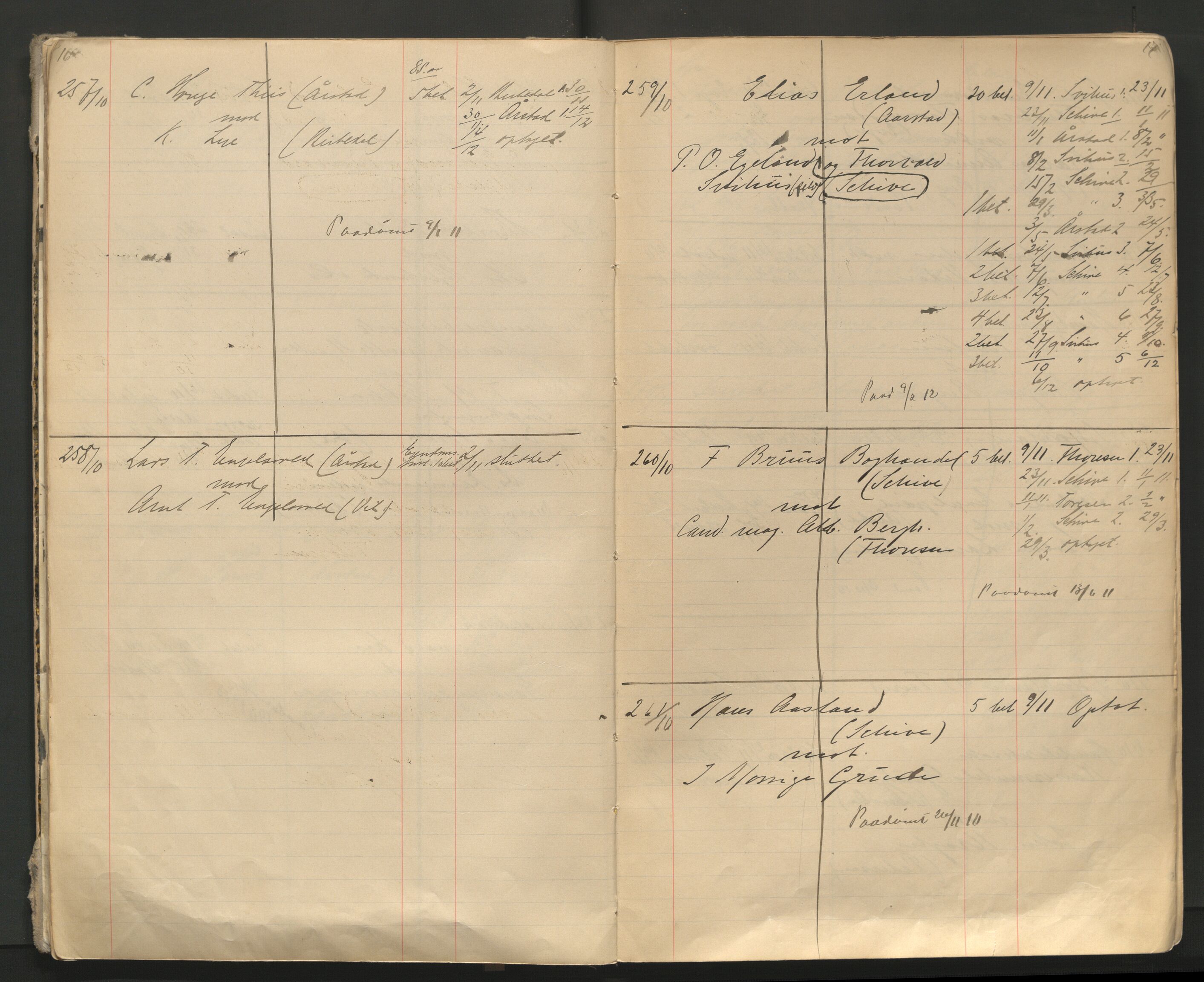 Stavanger byfogd, AV/SAST-A-101408/001/3/32/32A/L0005: Saksliste for Stavanger byting, 1910-1914, p. 16-17