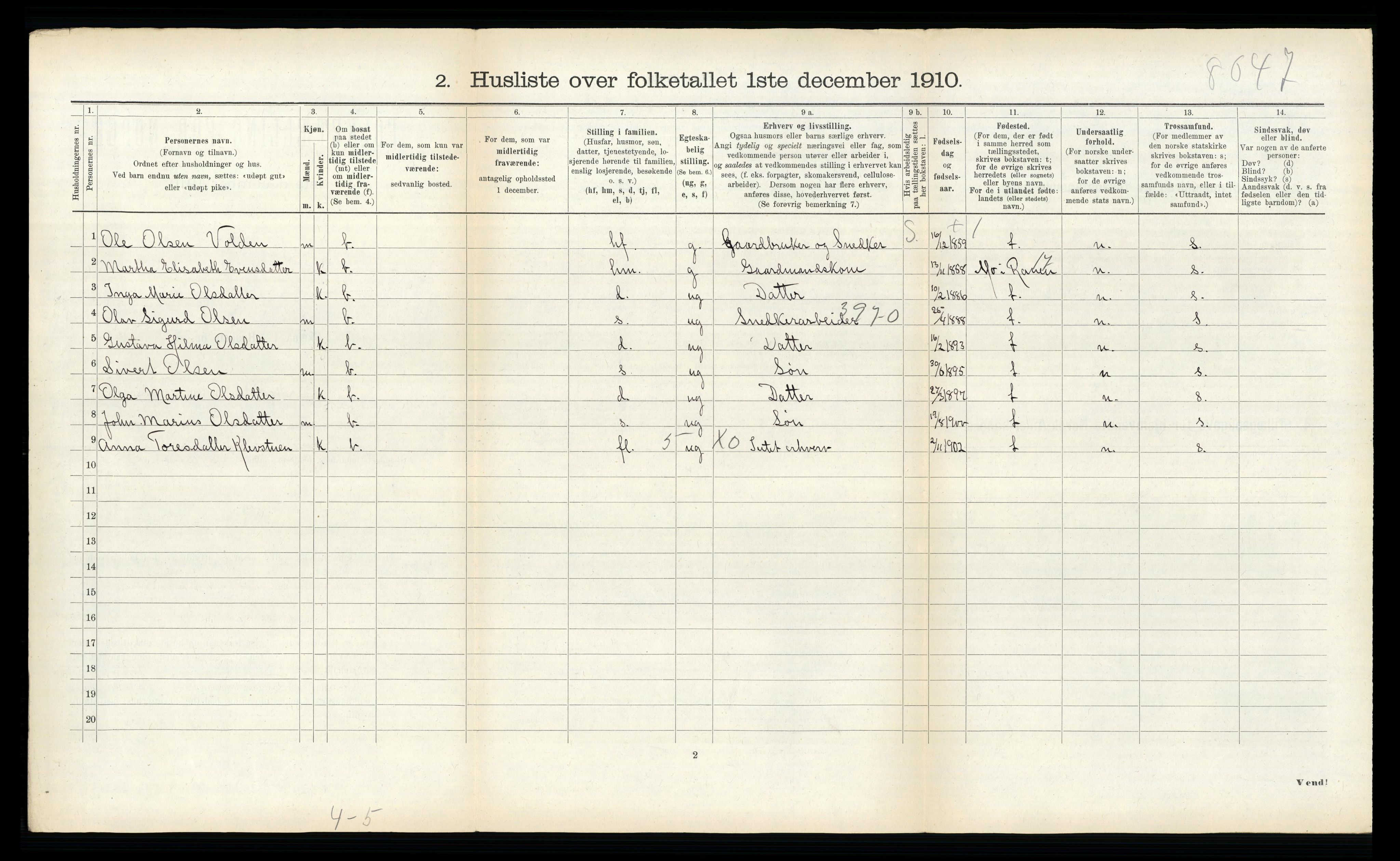 RA, 1910 census for Oppdal, 1910, p. 558