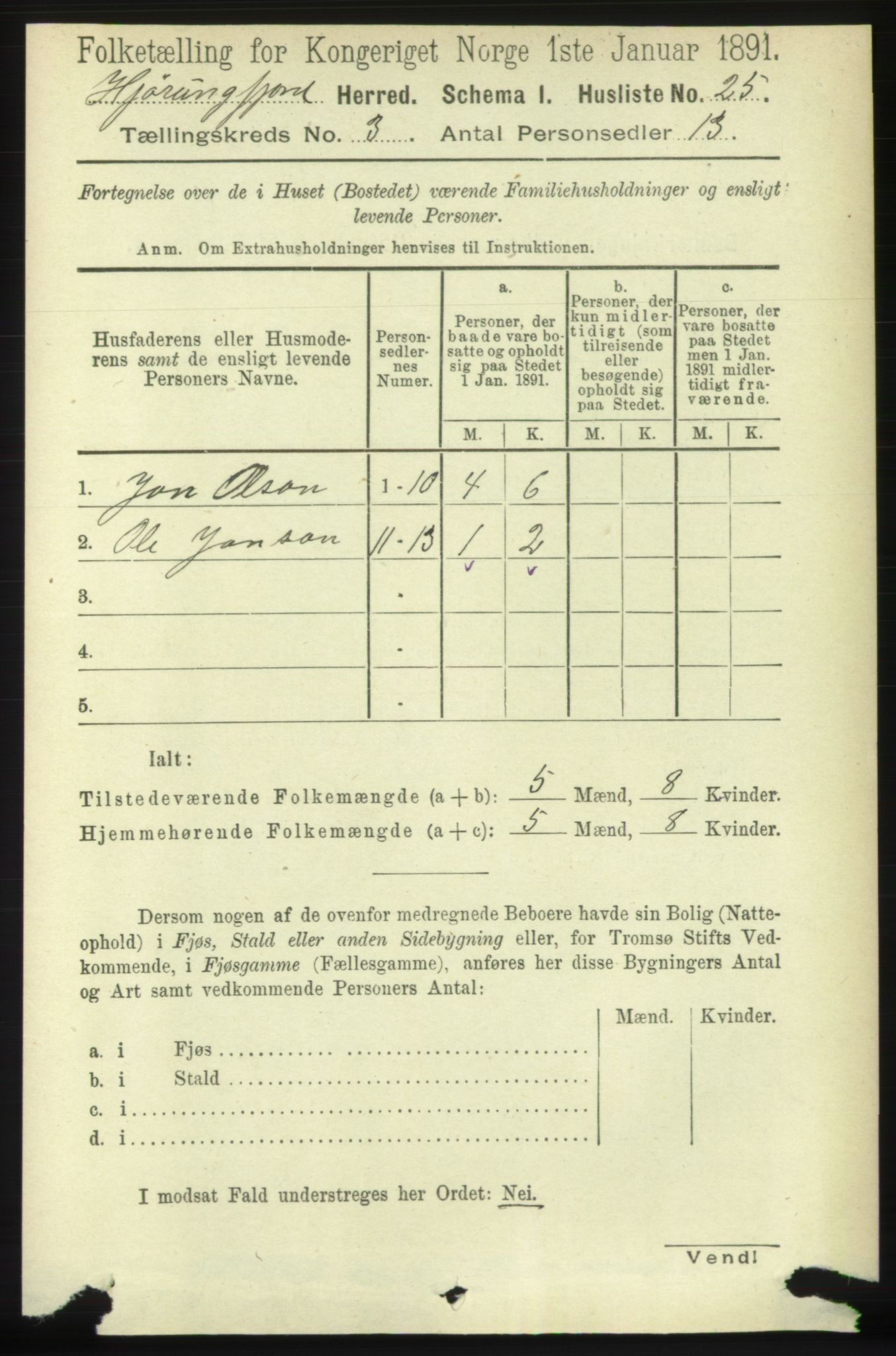 RA, 1891 census for 1522 Hjørundfjord, 1891, p. 460