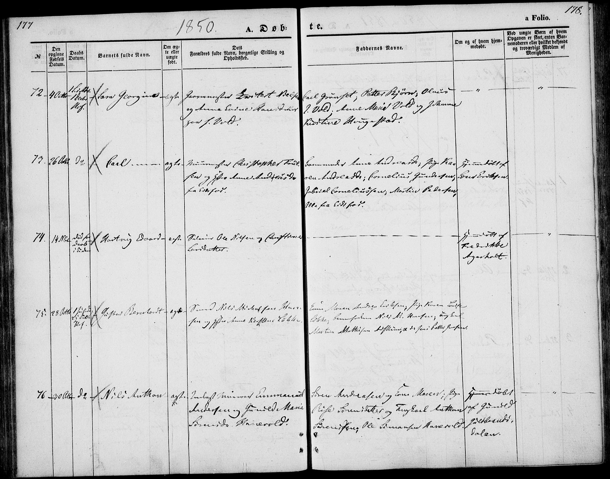 Hof kirkebøker, AV/SAKO-A-64/F/Fa/L0005: Parish register (official) no. I 5, 1844-1851, p. 177-178