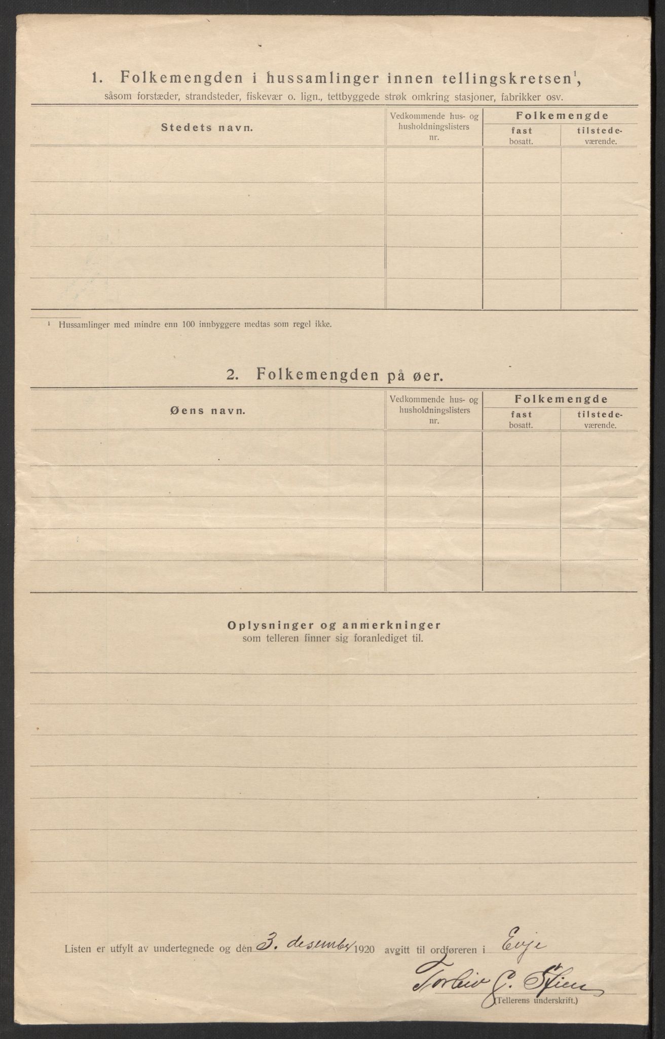 SAK, 1920 census for Evje, 1920, p. 16