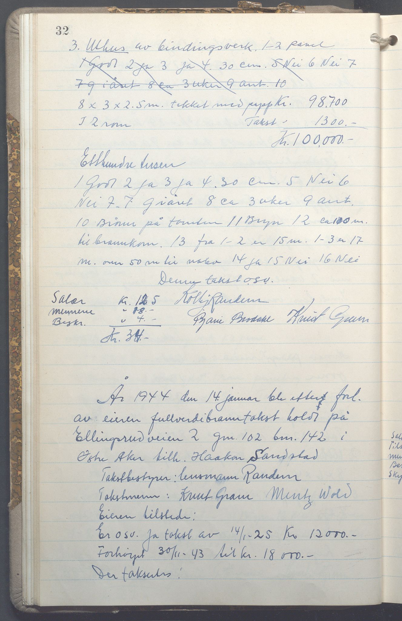 Lensmennene i Aker, OBA/A-10133/F/Fc/L0035: Branntakstprotokoll, 1943-1946, p. 32