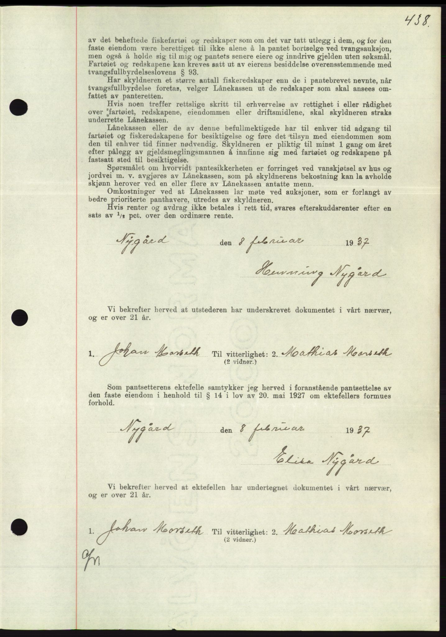 Søre Sunnmøre sorenskriveri, SAT/A-4122/1/2/2C/L0062: Mortgage book no. 56, 1936-1937, Diary no: : 334/1937