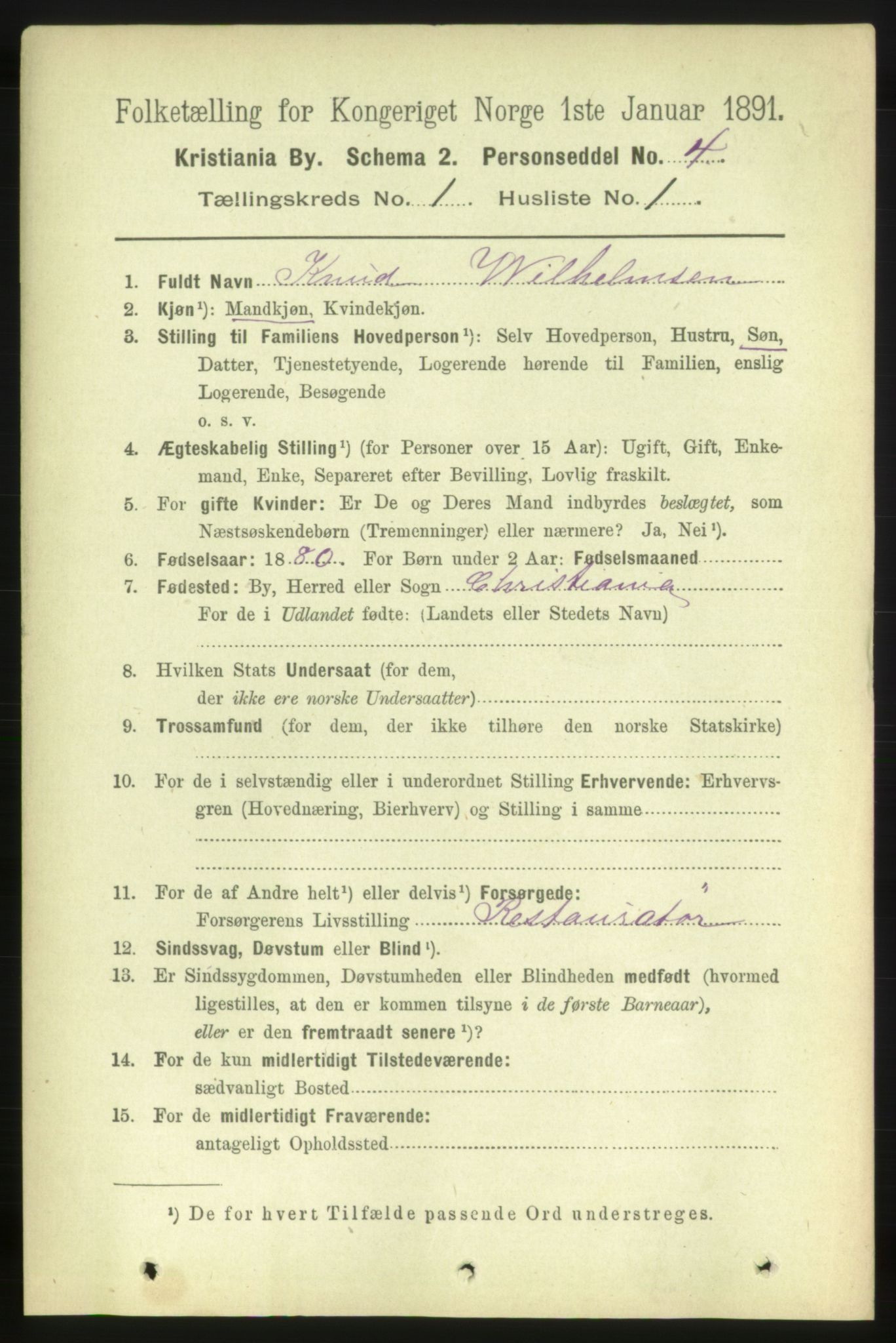 RA, 1891 census for 0301 Kristiania, 1891, p. 338