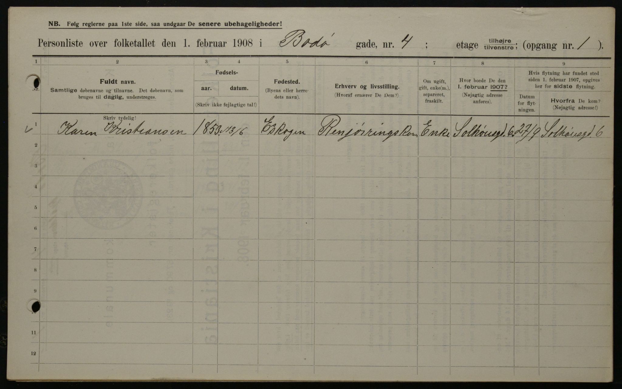 OBA, Municipal Census 1908 for Kristiania, 1908, p. 6541