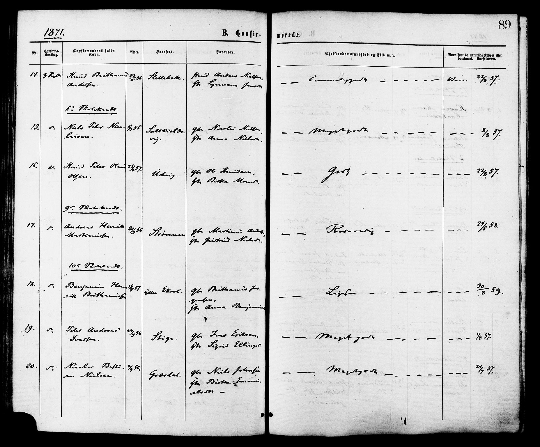 Ministerialprotokoller, klokkerbøker og fødselsregistre - Møre og Romsdal, AV/SAT-A-1454/524/L0355: Parish register (official) no. 524A07, 1864-1879, p. 89