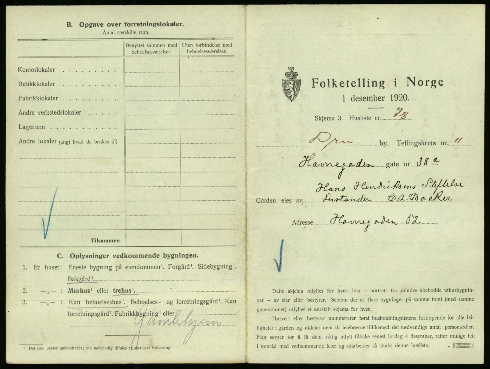 SAKO, 1920 census for Drammen, 1920, p. 71780