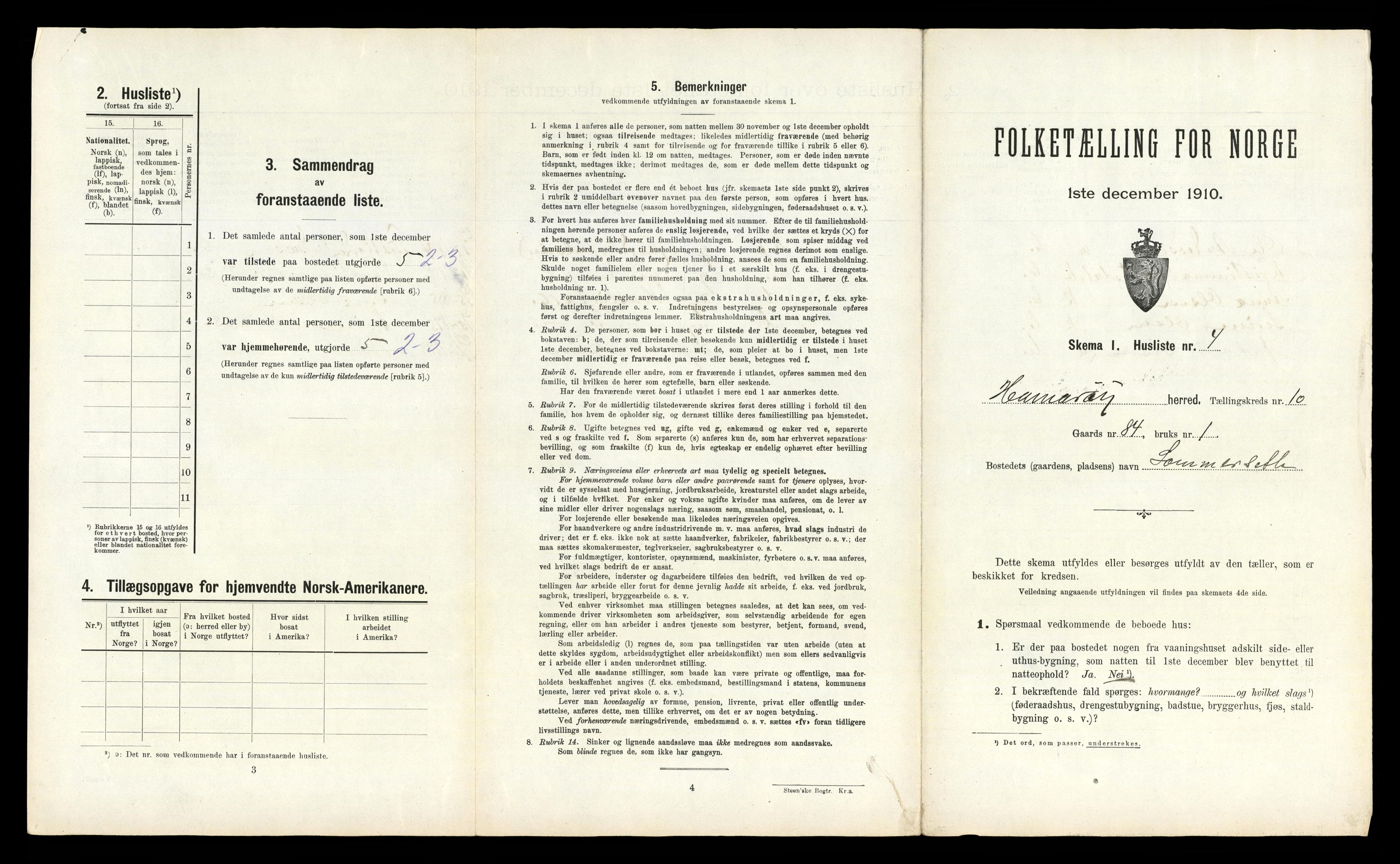RA, 1910 census for Hamarøy, 1910, p. 996