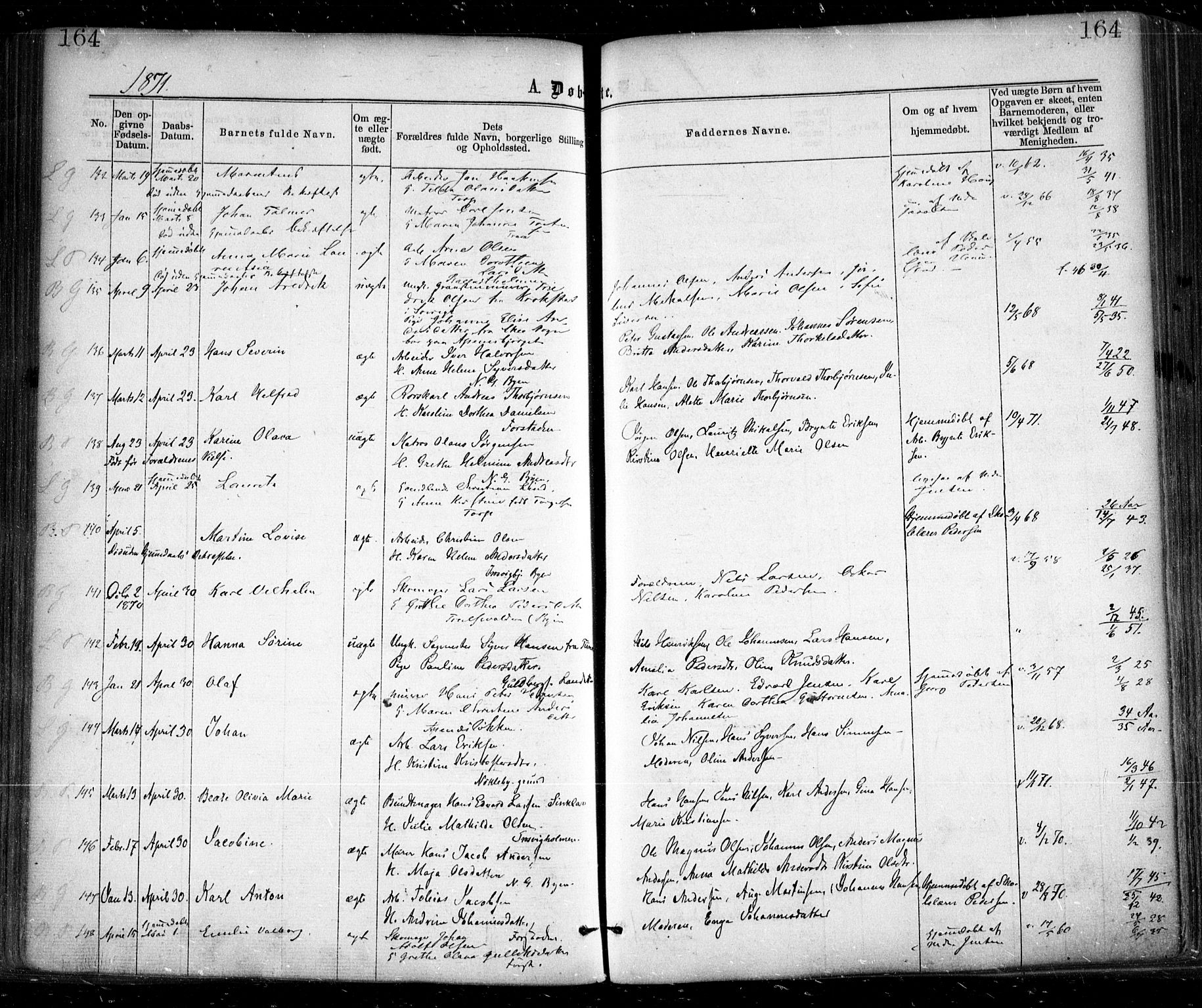 Glemmen prestekontor Kirkebøker, SAO/A-10908/F/Fa/L0008: Parish register (official) no. 8, 1862-1871, p. 164