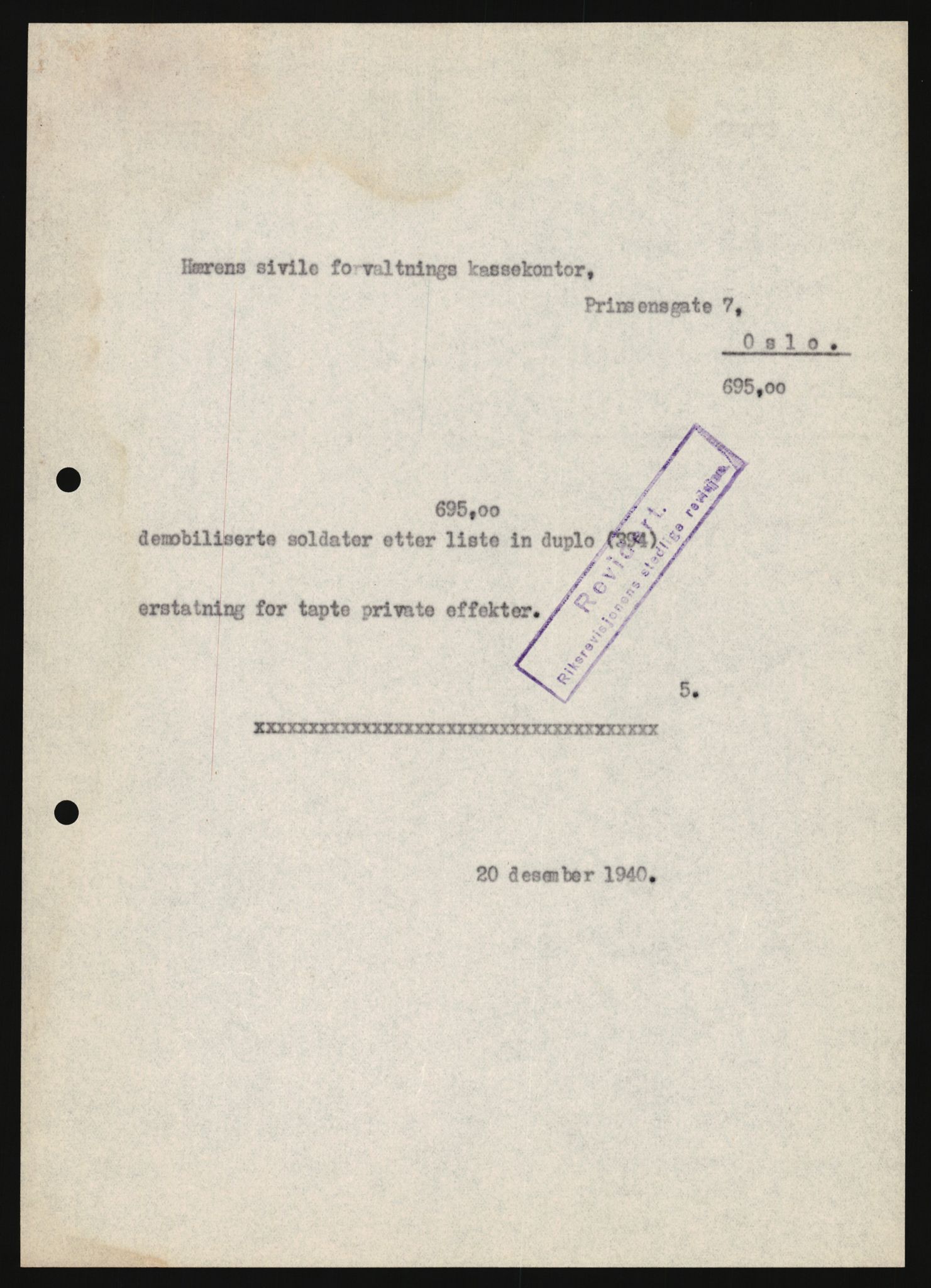 Justisdepartementet, Oppgjørsavdelingen, AV/RA-S-1056/G/Ga/L0005: Anvisningsliste nr. 385-388, 390-410, 662-725, 728-732, 736-740 og 1106-1140 over utbetalte effektsaker, 1940-1942, p. 43