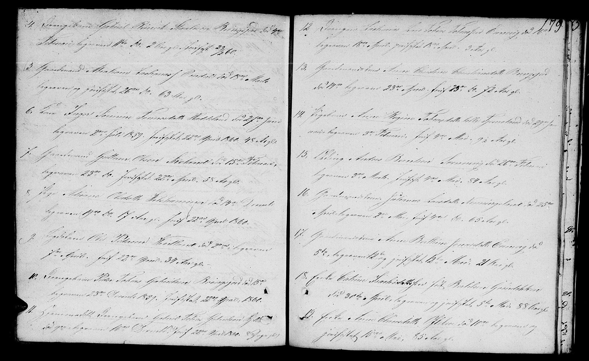 Lyngdal sokneprestkontor, SAK/1111-0029/F/Fb/Fbc/L0002: Parish register (copy) no. B 2, 1849-1864, p. 179