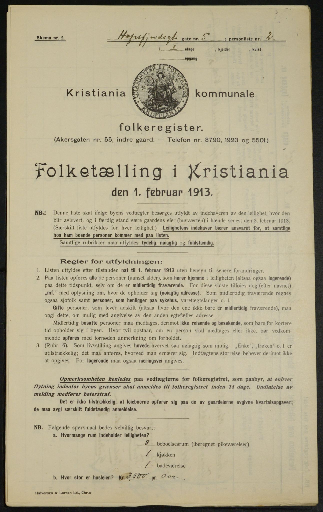 OBA, Municipal Census 1913 for Kristiania, 1913, p. 33351