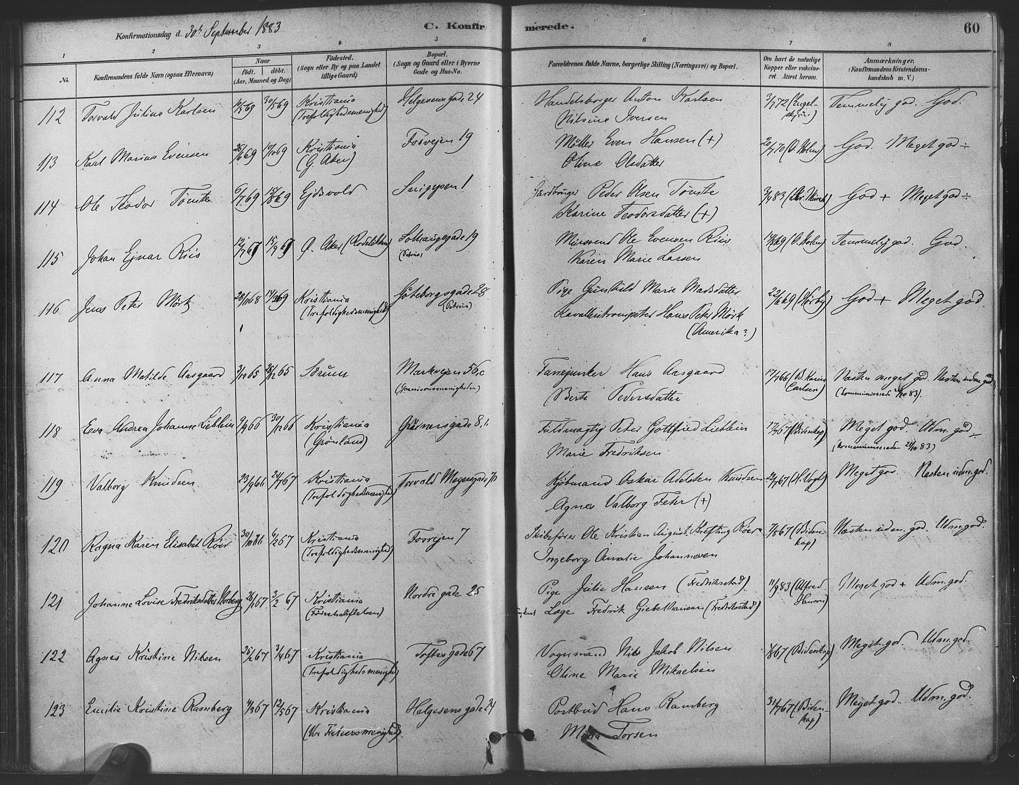 Paulus prestekontor Kirkebøker, AV/SAO-A-10871/F/Fa/L0004: Parish register (official) no. 4, 1879-1891, p. 60