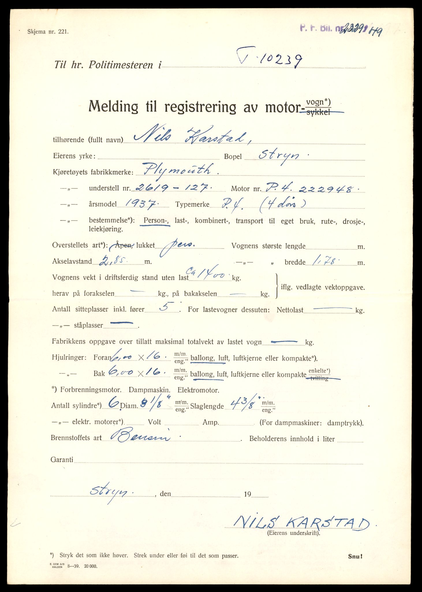 Møre og Romsdal vegkontor - Ålesund trafikkstasjon, AV/SAT-A-4099/F/Fe/L0019: Registreringskort for kjøretøy T 10228 - T 10350, 1927-1998, p. 249