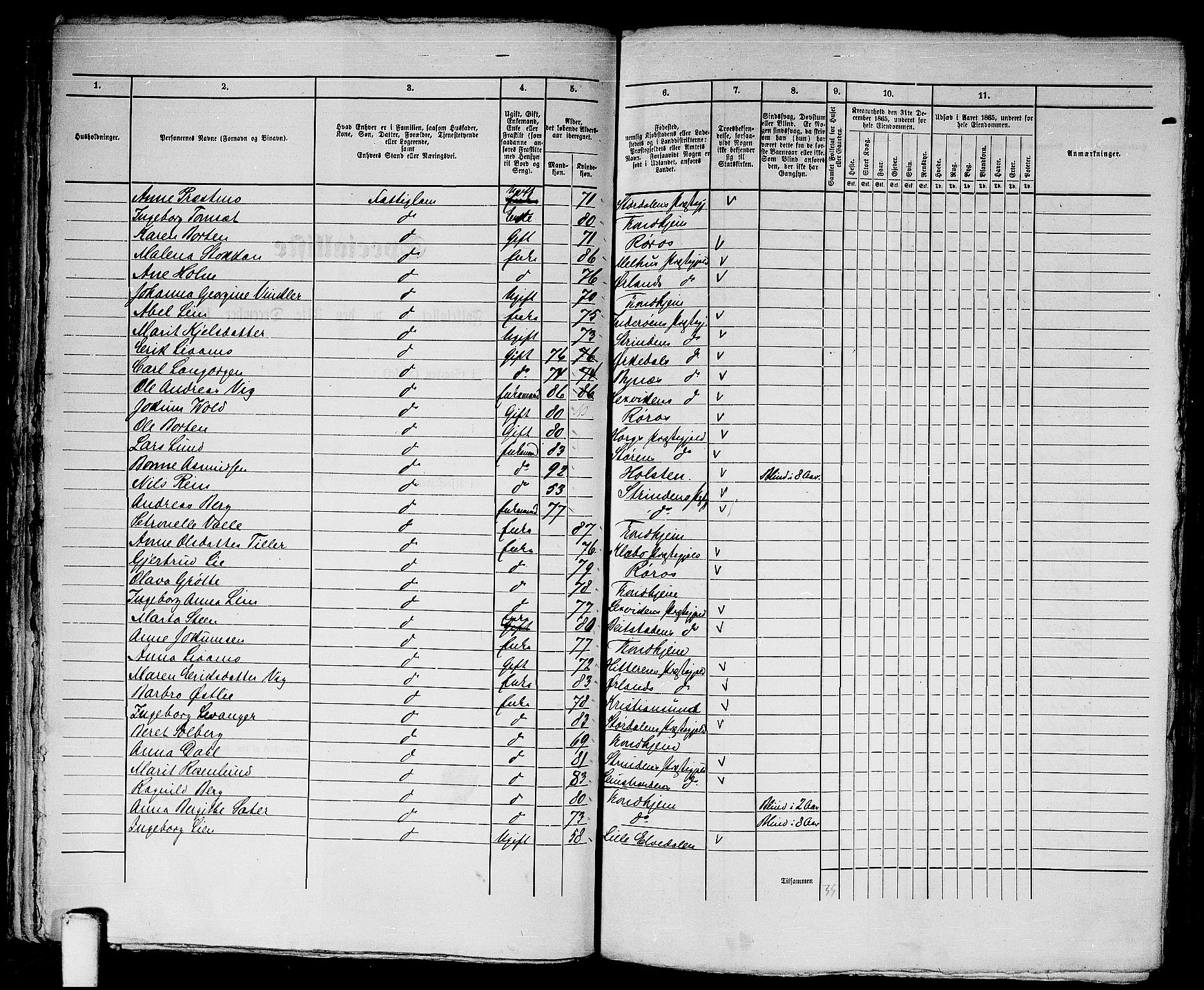 RA, 1865 census for Trondheim, 1865, p. 1630