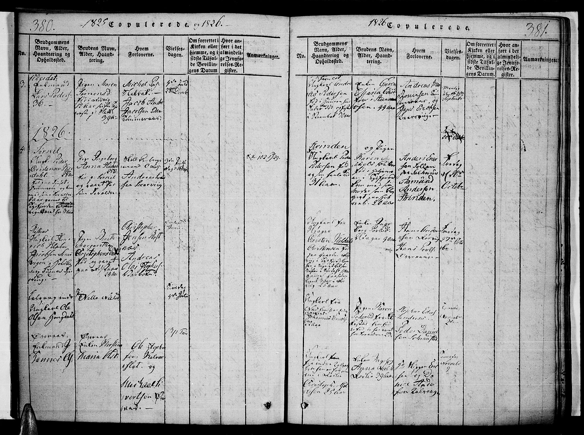 Ministerialprotokoller, klokkerbøker og fødselsregistre - Nordland, AV/SAT-A-1459/859/L0842: Parish register (official) no. 859A02, 1821-1839, p. 380-381