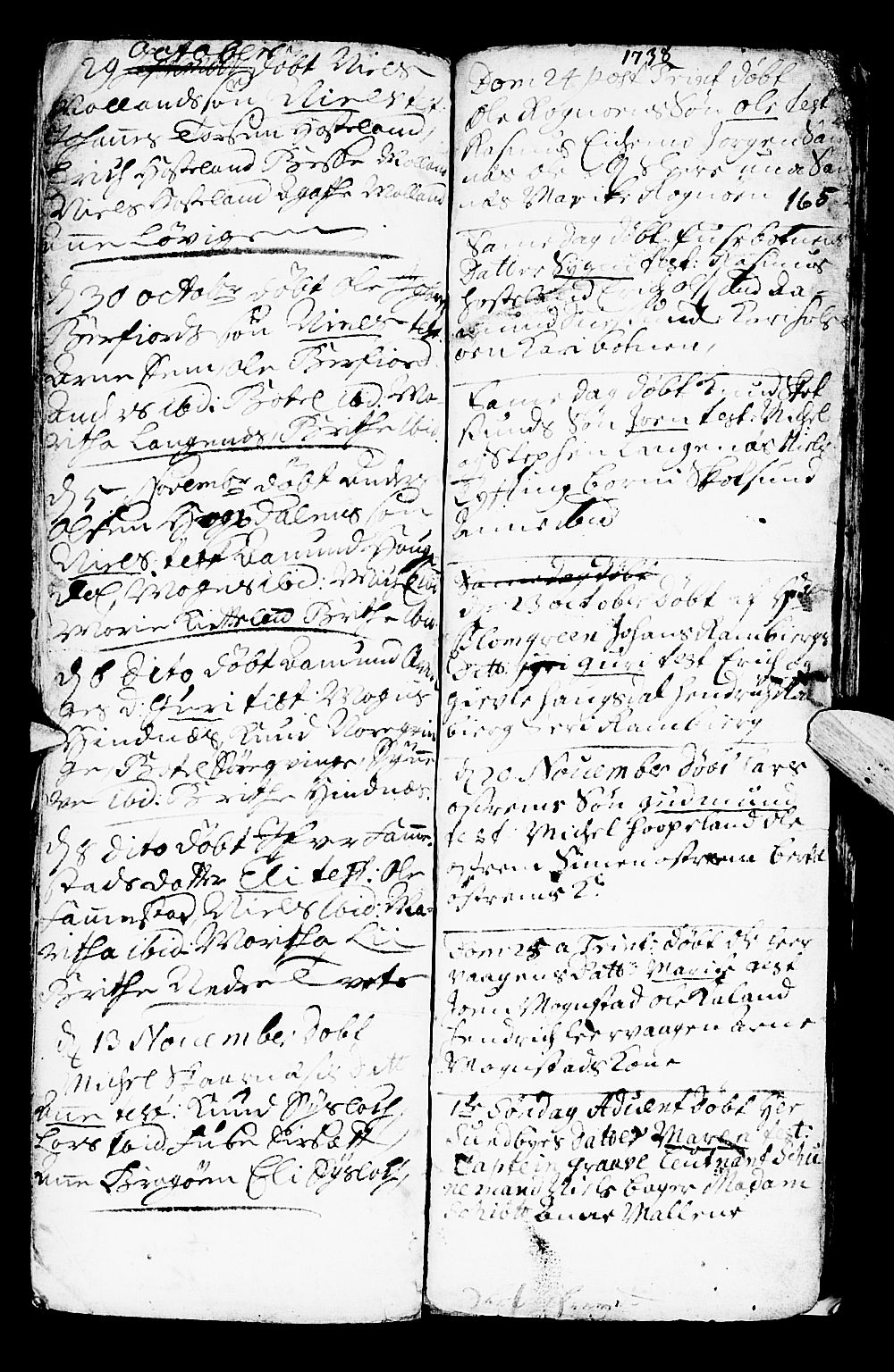 Lindås Sokneprestembete, AV/SAB-A-76701/H/Haa/Haaa/L0001: Parish register (official) no. A 1, 1699-1746, p. 165