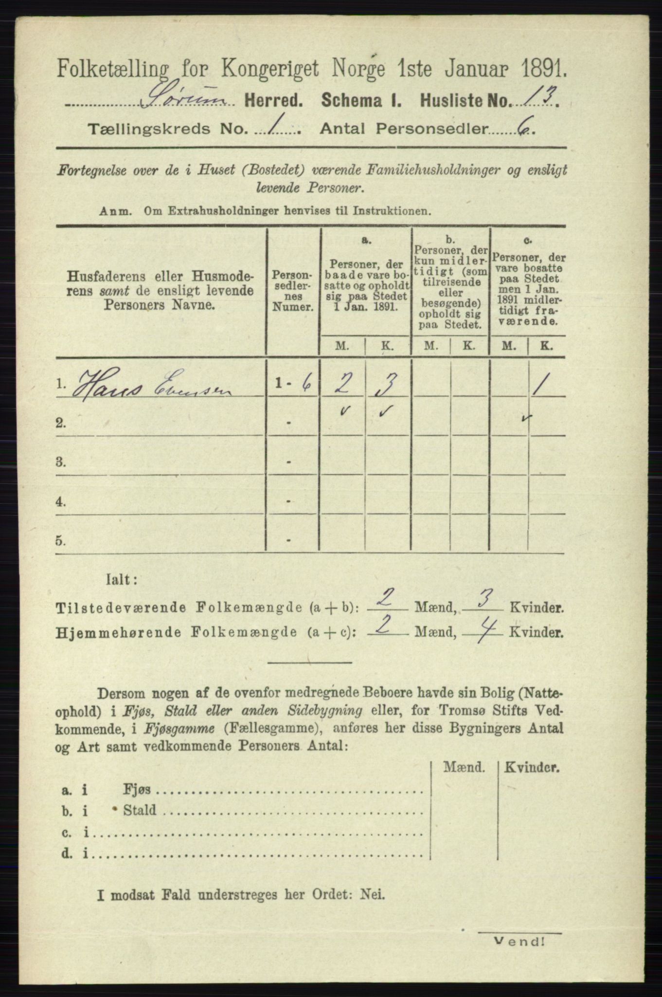 RA, 1891 census for 0226 Sørum, 1891, p. 32