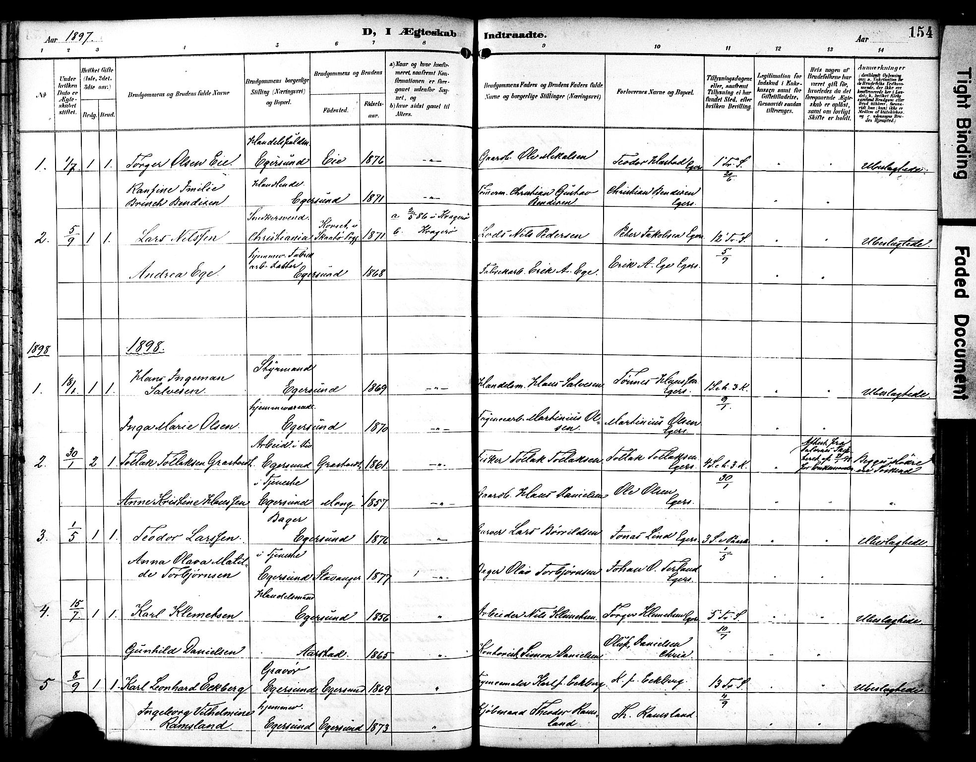 Eigersund sokneprestkontor, AV/SAST-A-101807/S08/L0019: Parish register (official) no. A 18, 1892-1905, p. 154