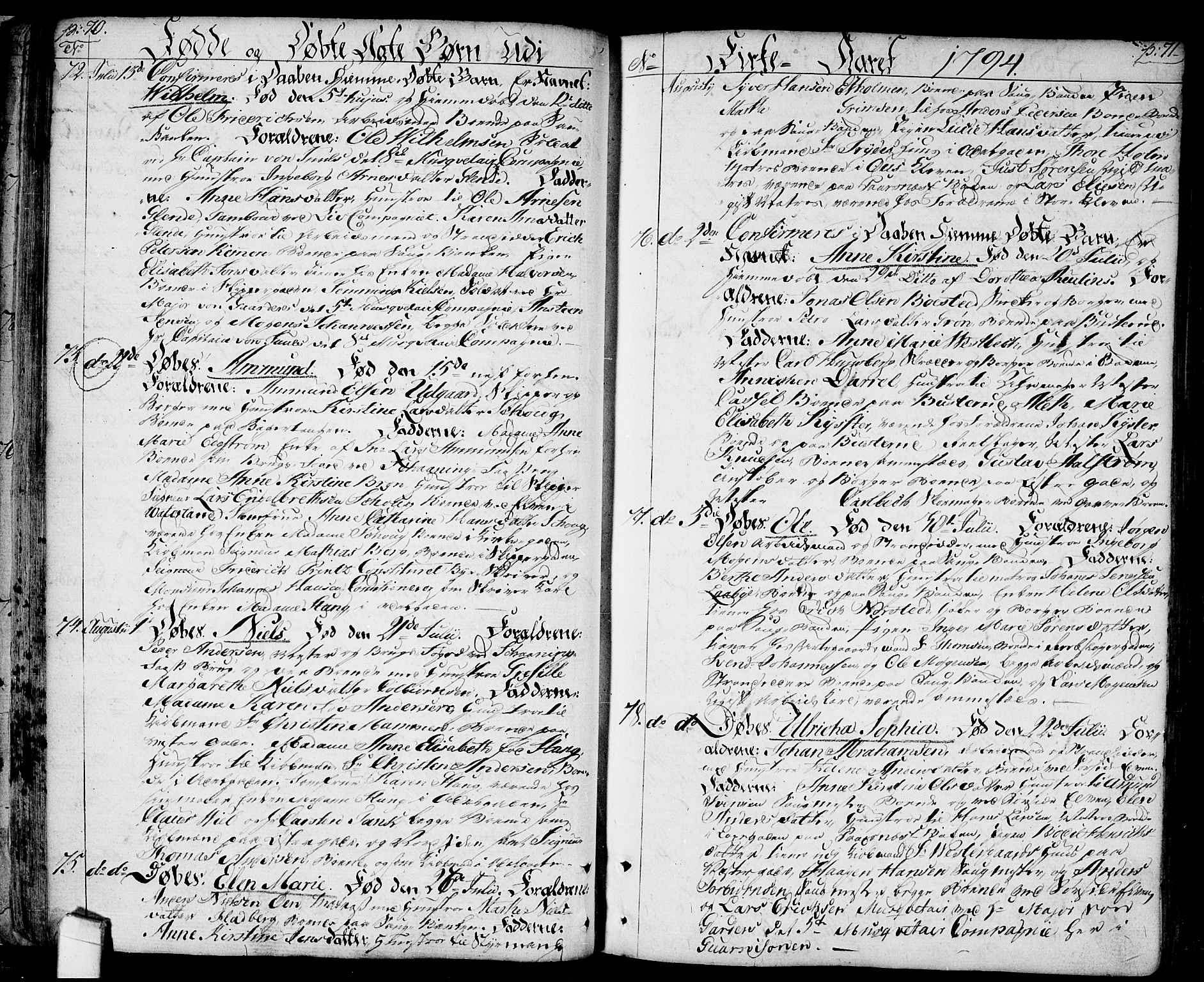 Halden prestekontor Kirkebøker, SAO/A-10909/F/Fa/L0002: Parish register (official) no. I 2, 1792-1812, p. 70-71