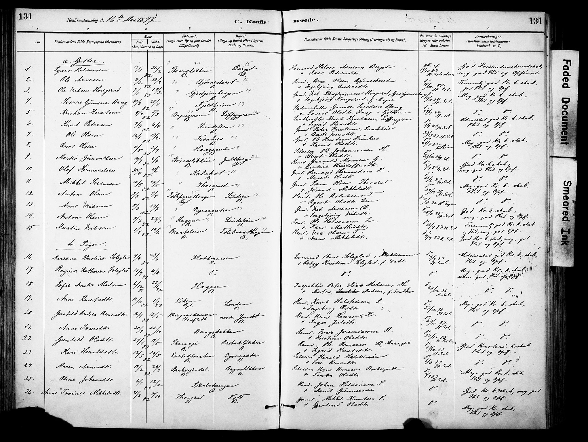 Sør-Aurdal prestekontor, SAH/PREST-128/H/Ha/Haa/L0009: Parish register (official) no. 9, 1886-1906, p. 131