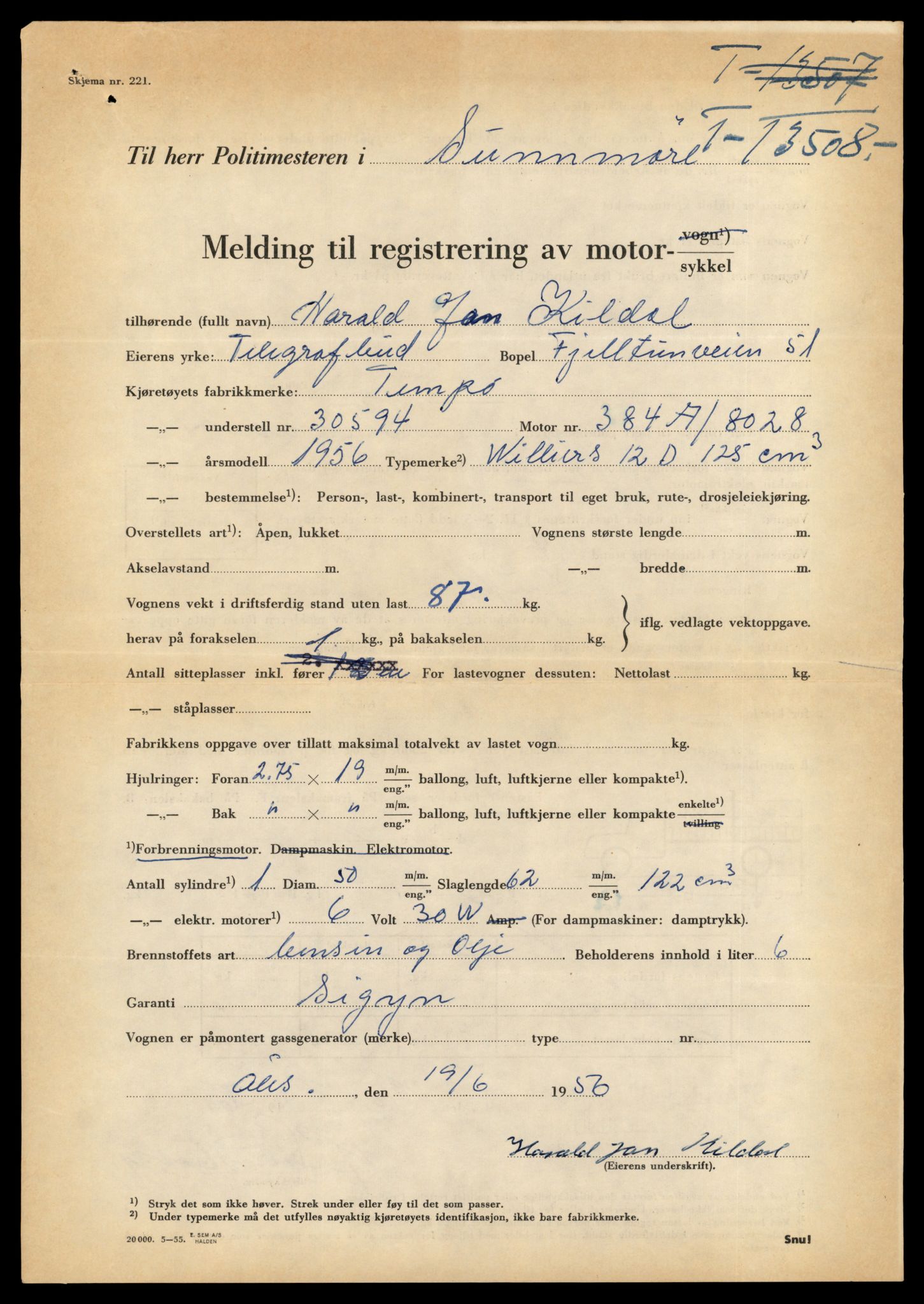 Møre og Romsdal vegkontor - Ålesund trafikkstasjon, AV/SAT-A-4099/F/Fe/L0039: Registreringskort for kjøretøy T 13361 - T 13530, 1927-1998, p. 2638