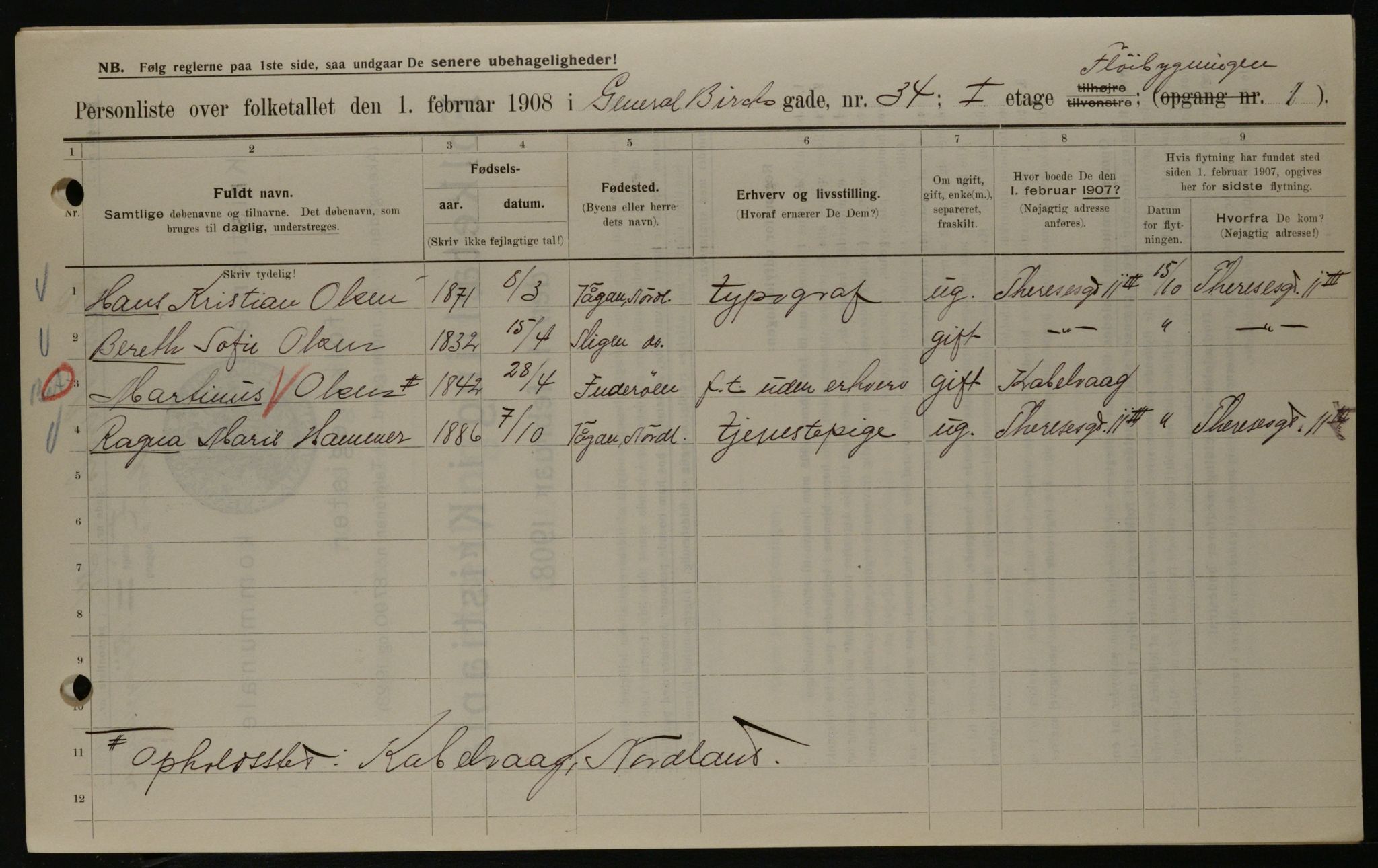 OBA, Municipal Census 1908 for Kristiania, 1908, p. 26267