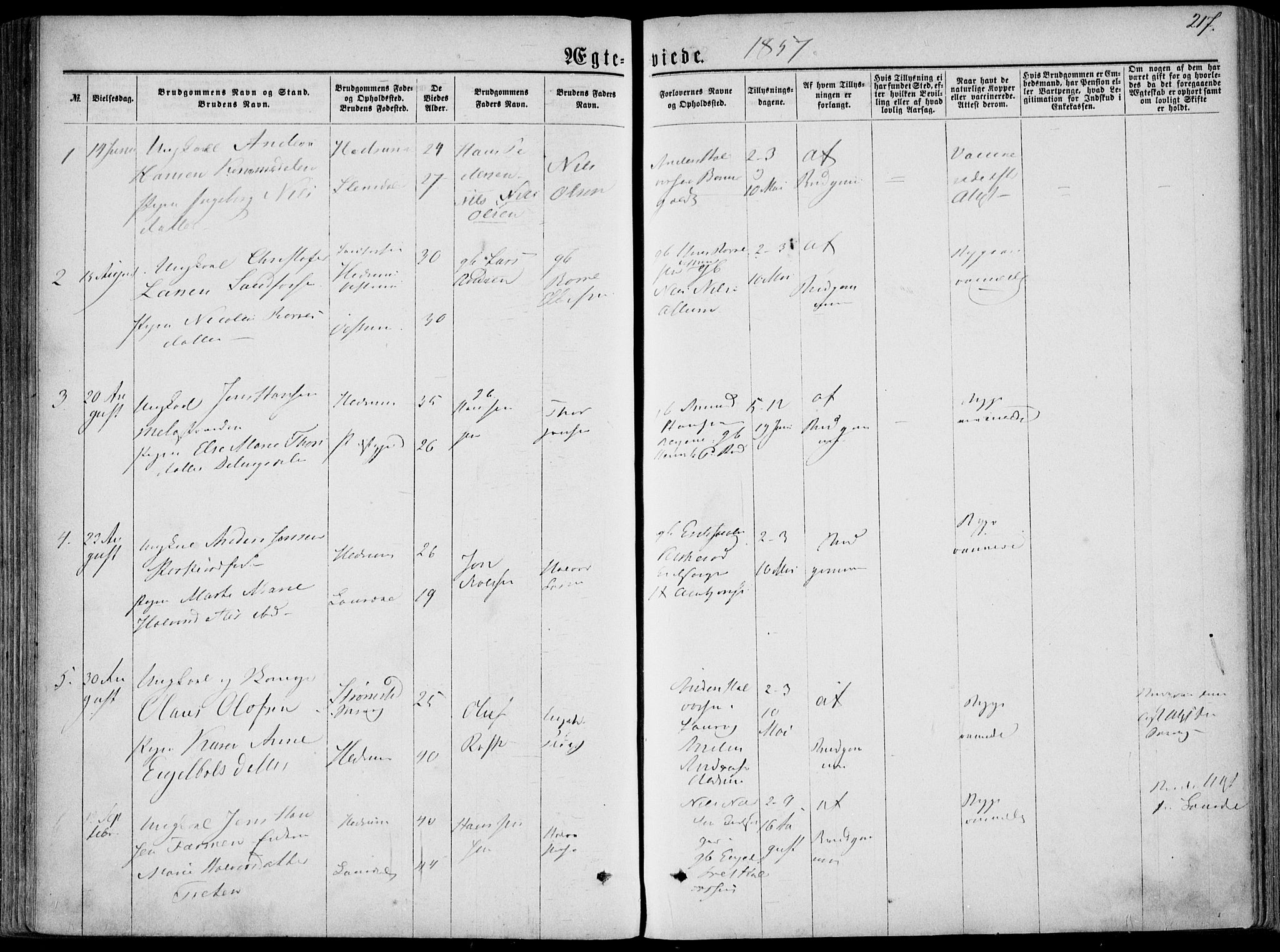 Hedrum kirkebøker, AV/SAKO-A-344/F/Fa/L0007: Parish register (official) no. I 7, 1857-1868, p. 217