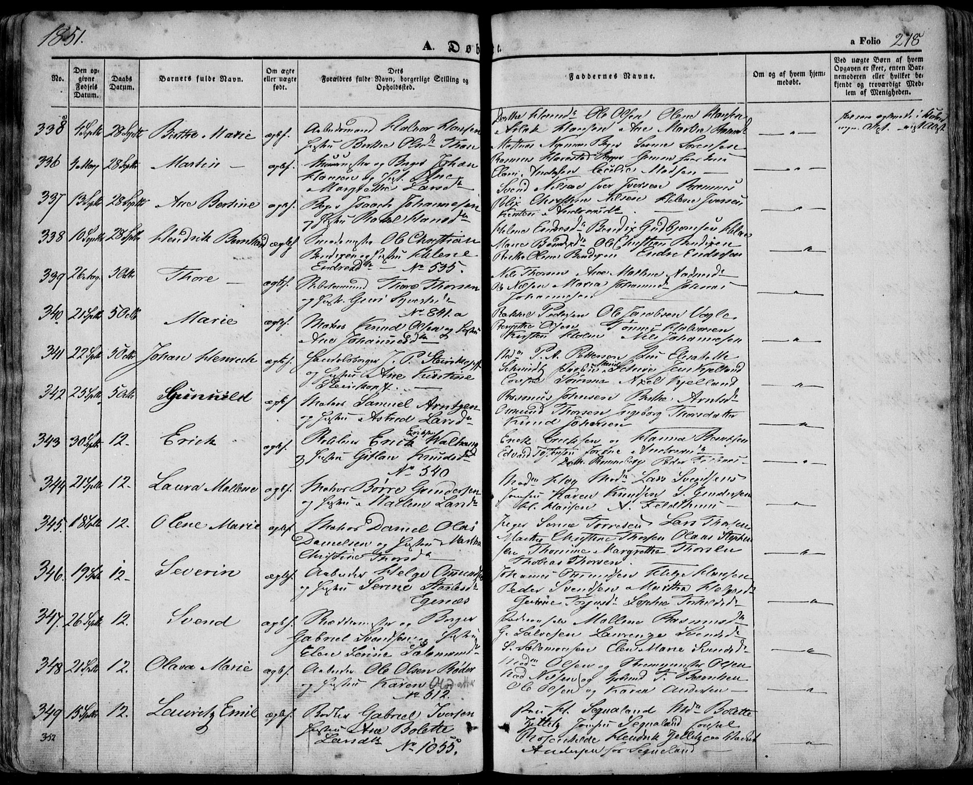 Domkirken sokneprestkontor, SAST/A-101812/001/30/30BA/L0016: Parish register (official) no. A 15, 1844-1854, p. 218