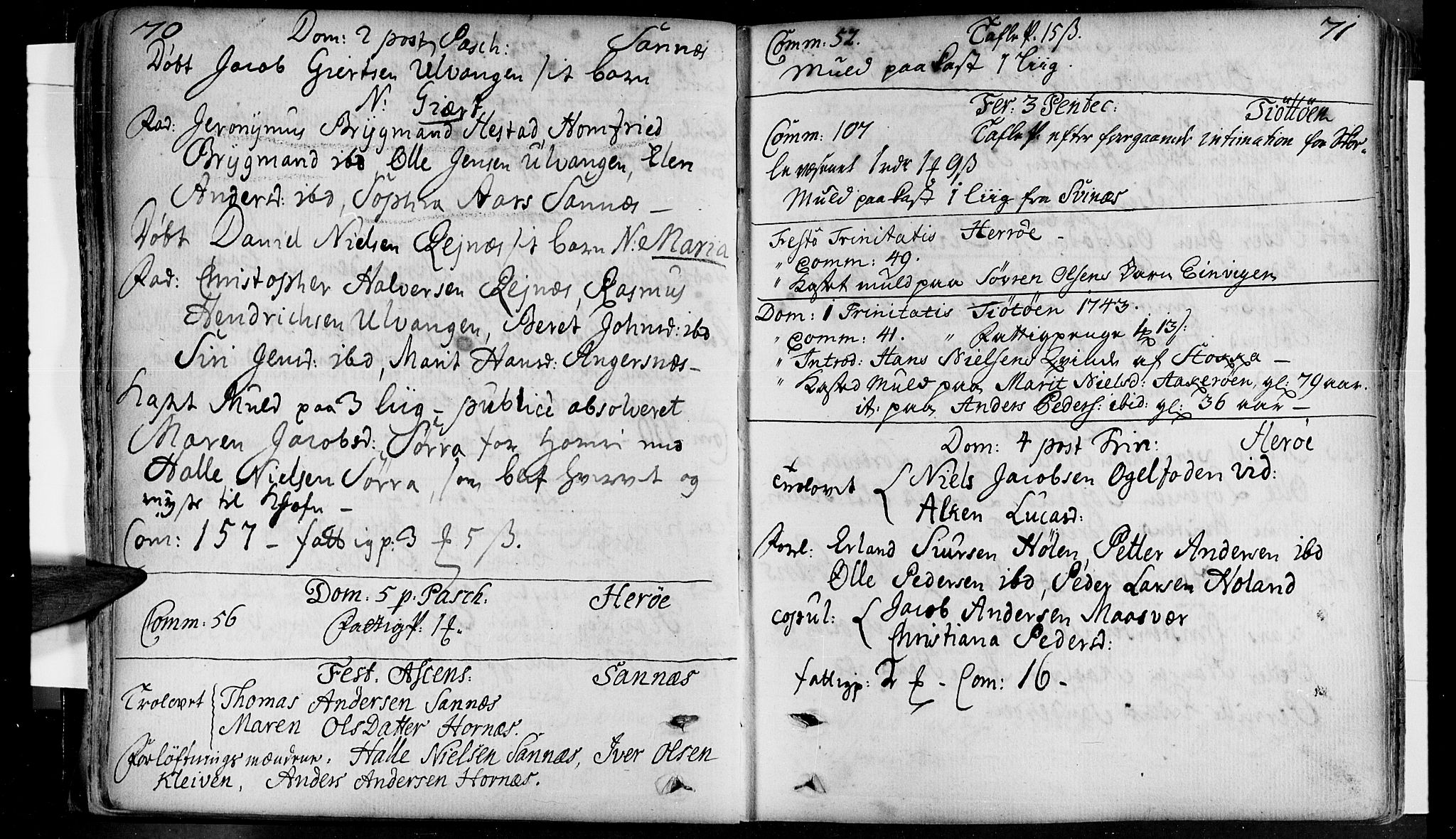 Ministerialprotokoller, klokkerbøker og fødselsregistre - Nordland, AV/SAT-A-1459/830/L0434: Parish register (official) no. 830A03, 1737-1767, p. 70-71