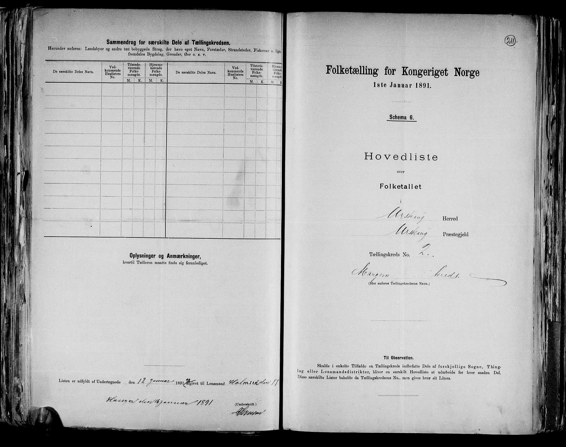 RA, 1891 census for 0224 Aurskog, 1891, p. 8
