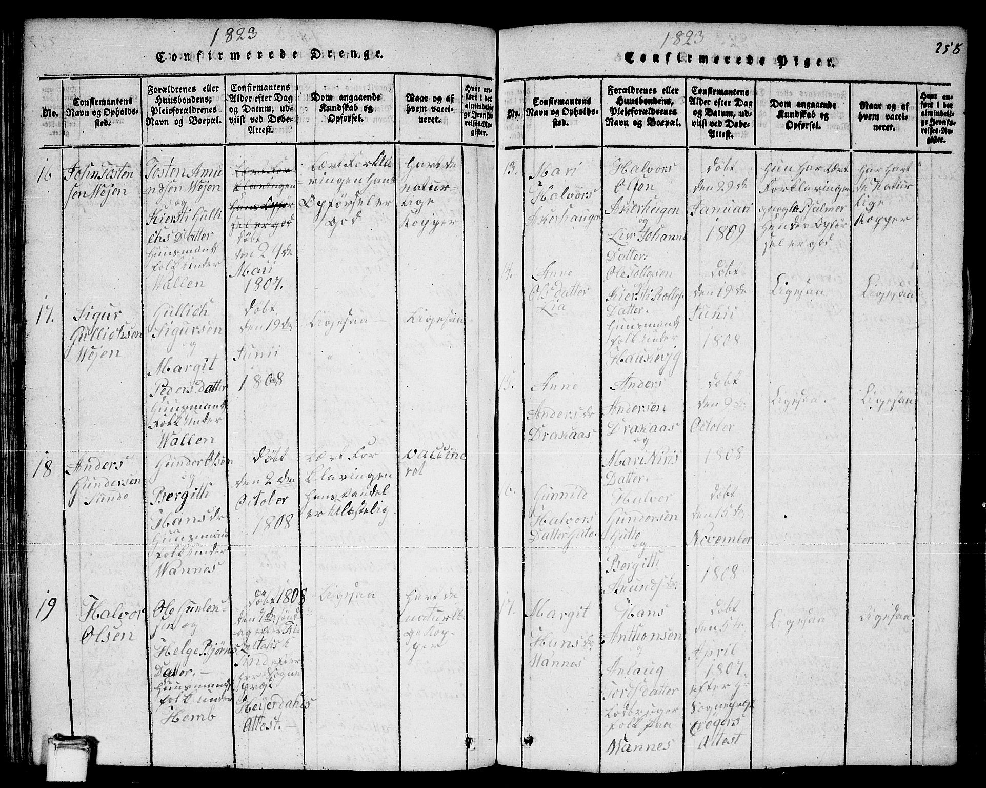 Sauherad kirkebøker, AV/SAKO-A-298/F/Fa/L0005: Parish register (official) no. I 5, 1815-1829, p. 258