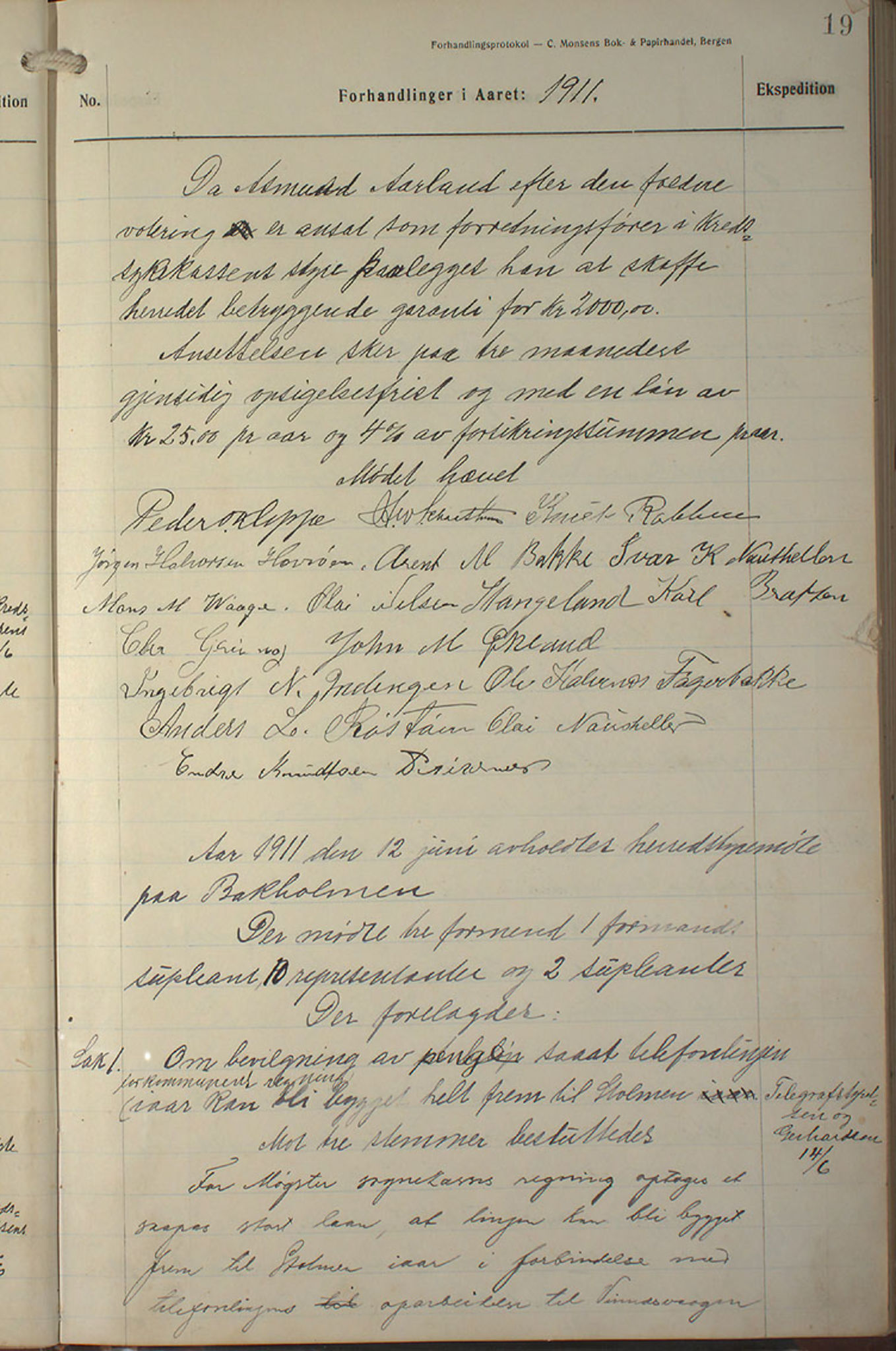 Austevoll kommune. Formannskapet, IKAH/1244-021/A/Aa/L0002b: Møtebok for heradstyret, 1910-1919, p. 41