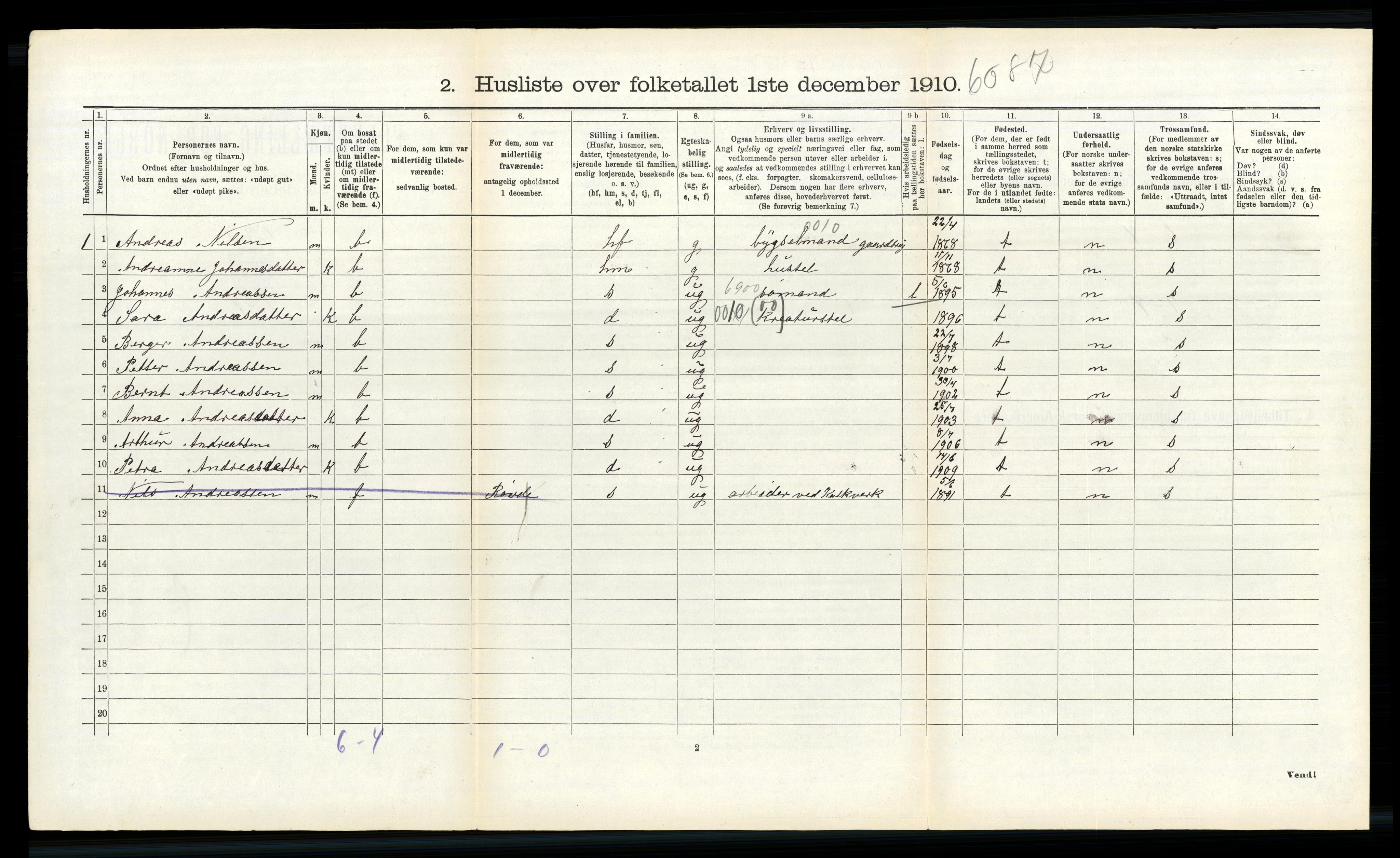 RA, 1910 census for Sande, 1910, p. 373