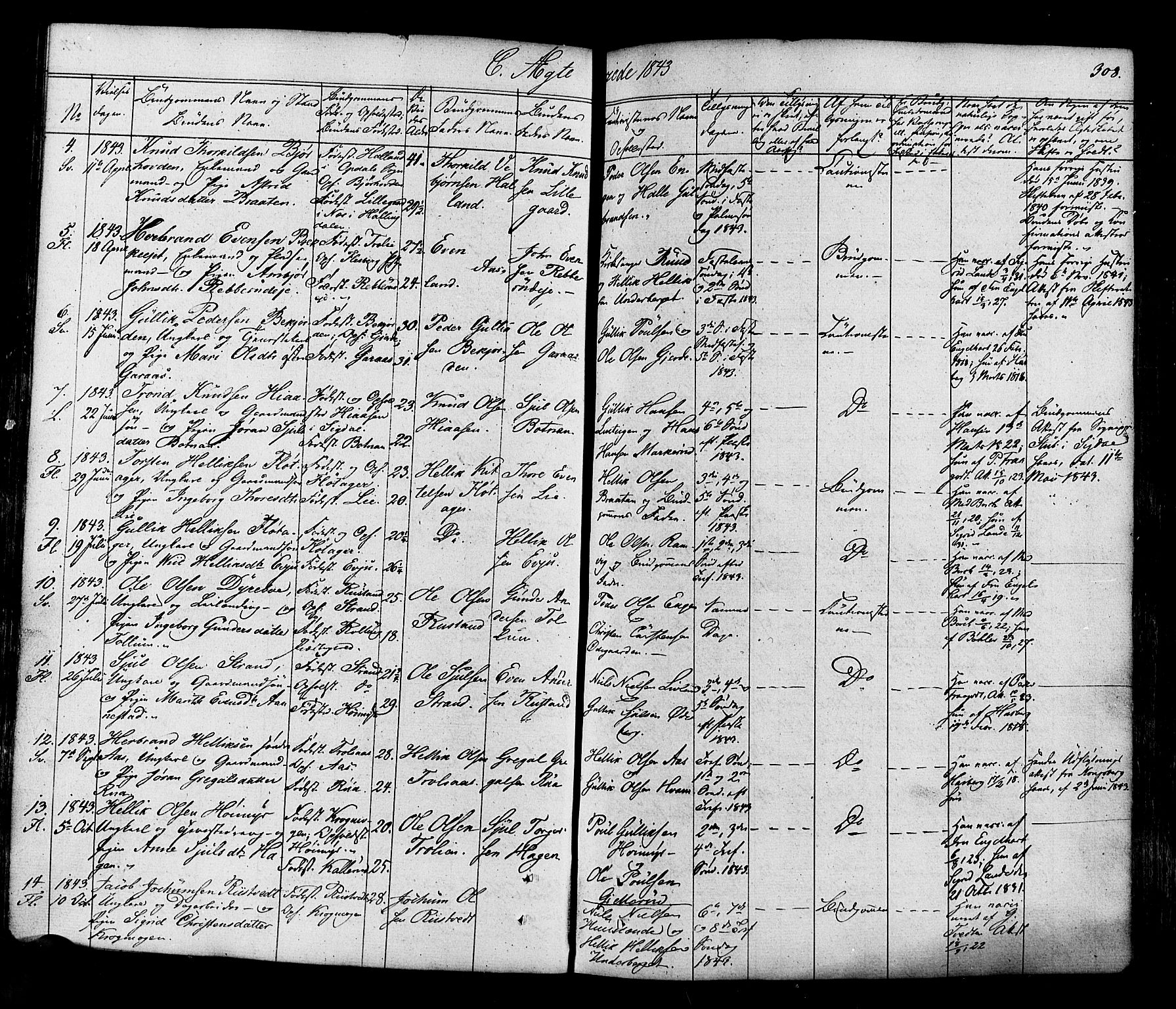 Flesberg kirkebøker, AV/SAKO-A-18/F/Fa/L0006: Parish register (official) no. I 6, 1834-1860, p. 308