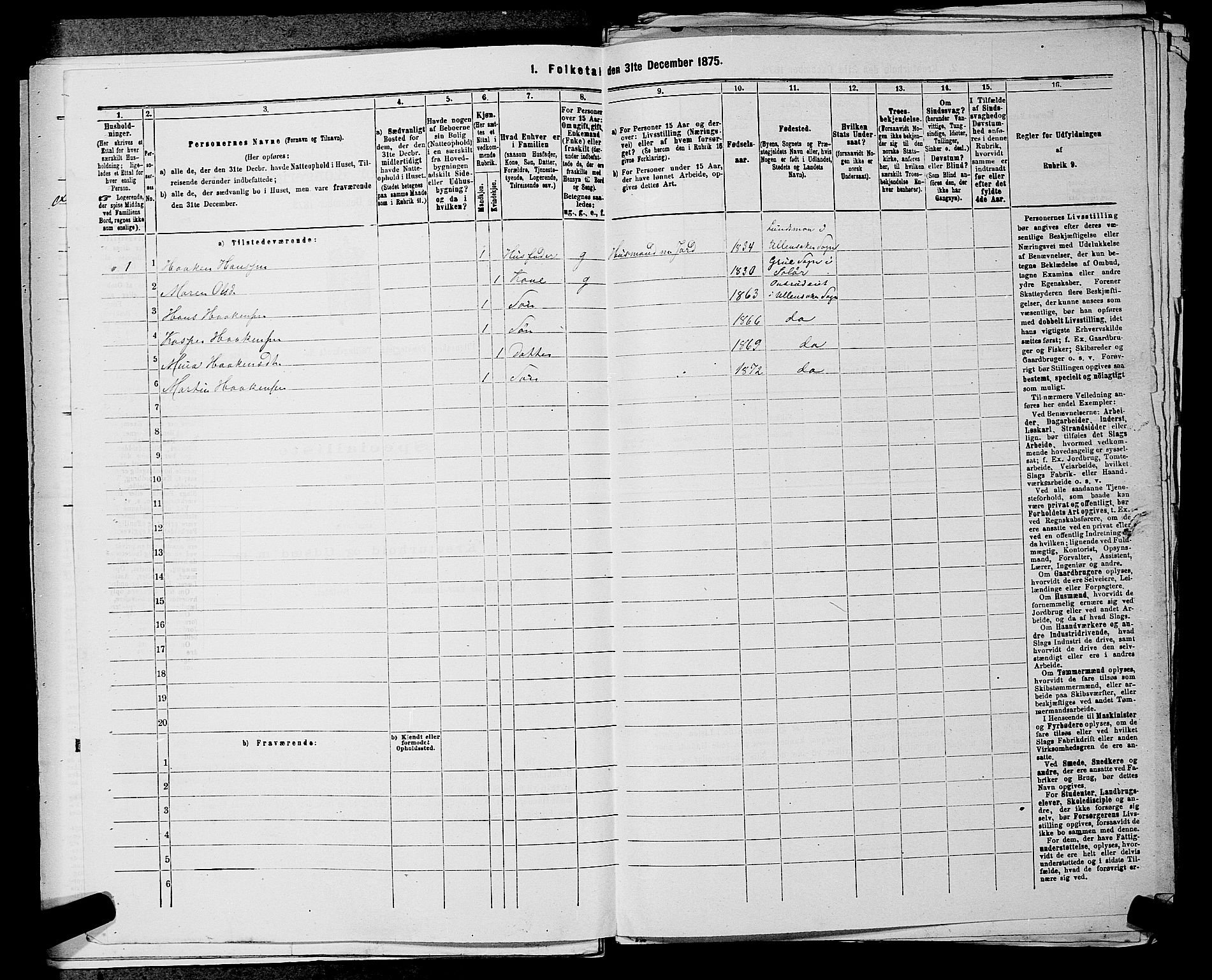 RA, 1875 census for 0235P Ullensaker, 1875, p. 937