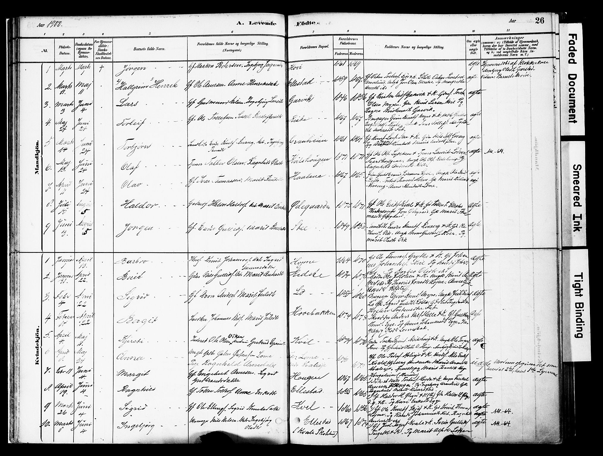Vestre Slidre prestekontor, SAH/PREST-136/H/Ha/Haa/L0005: Parish register (official) no. 5, 1881-1912, p. 26