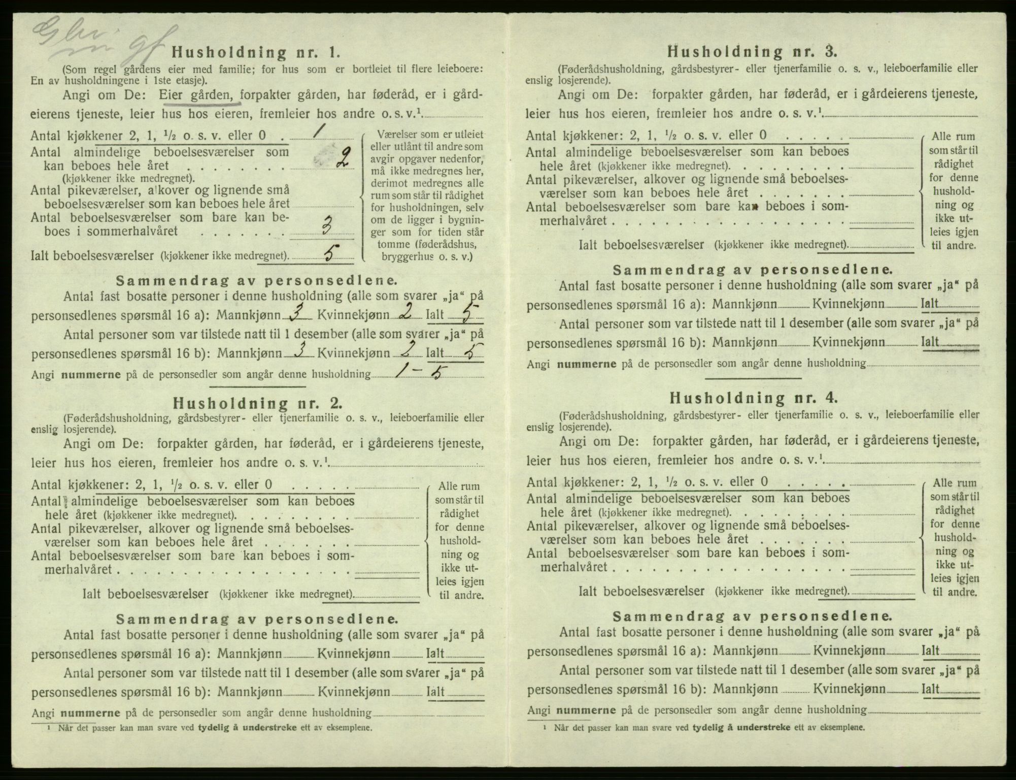 SAB, 1920 census for Kvam, 1920, p. 1038