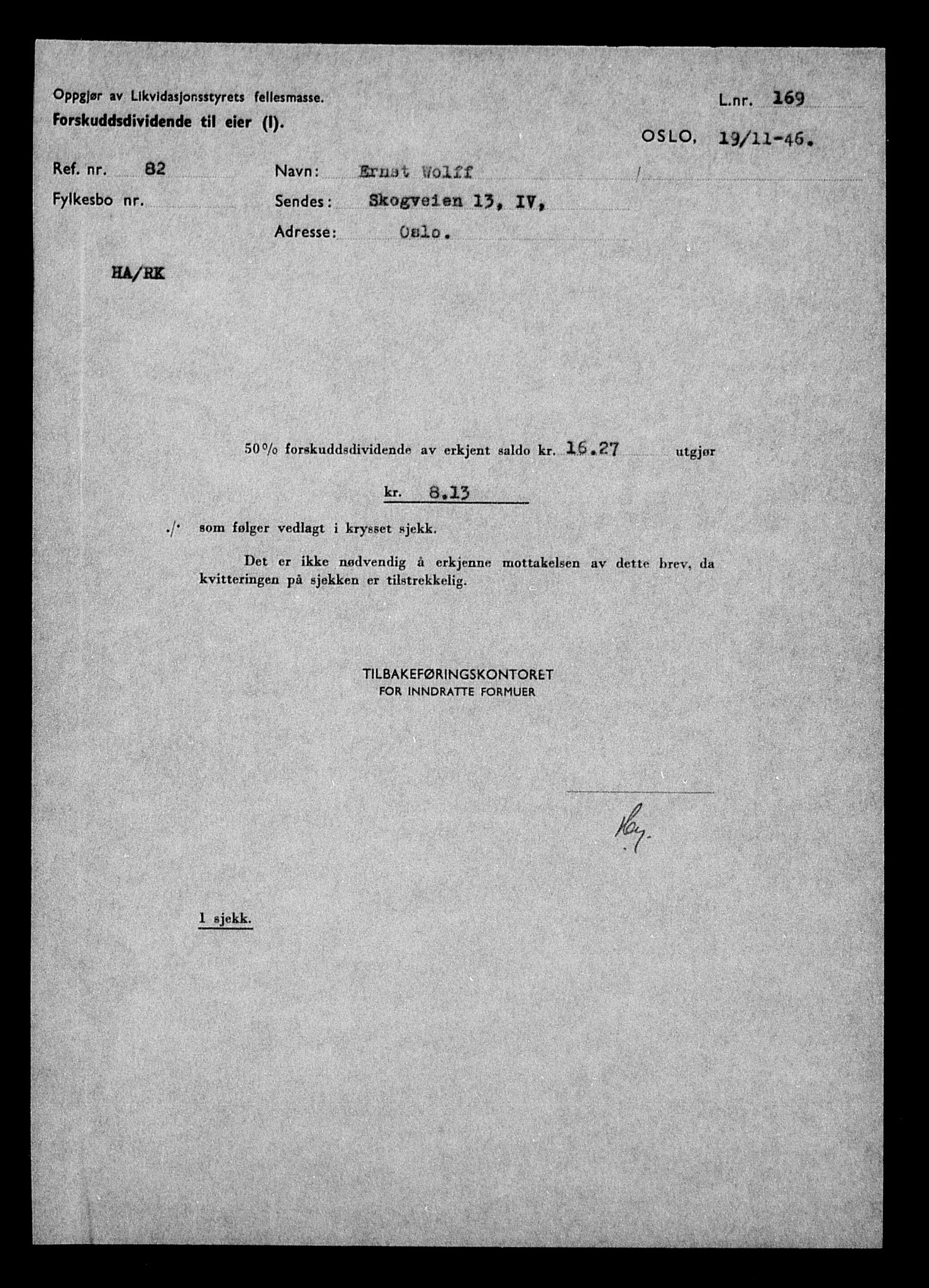 Justisdepartementet, Tilbakeføringskontoret for inndratte formuer, AV/RA-S-1564/H/Hc/Hcc/L0986: --, 1945-1947, p. 516