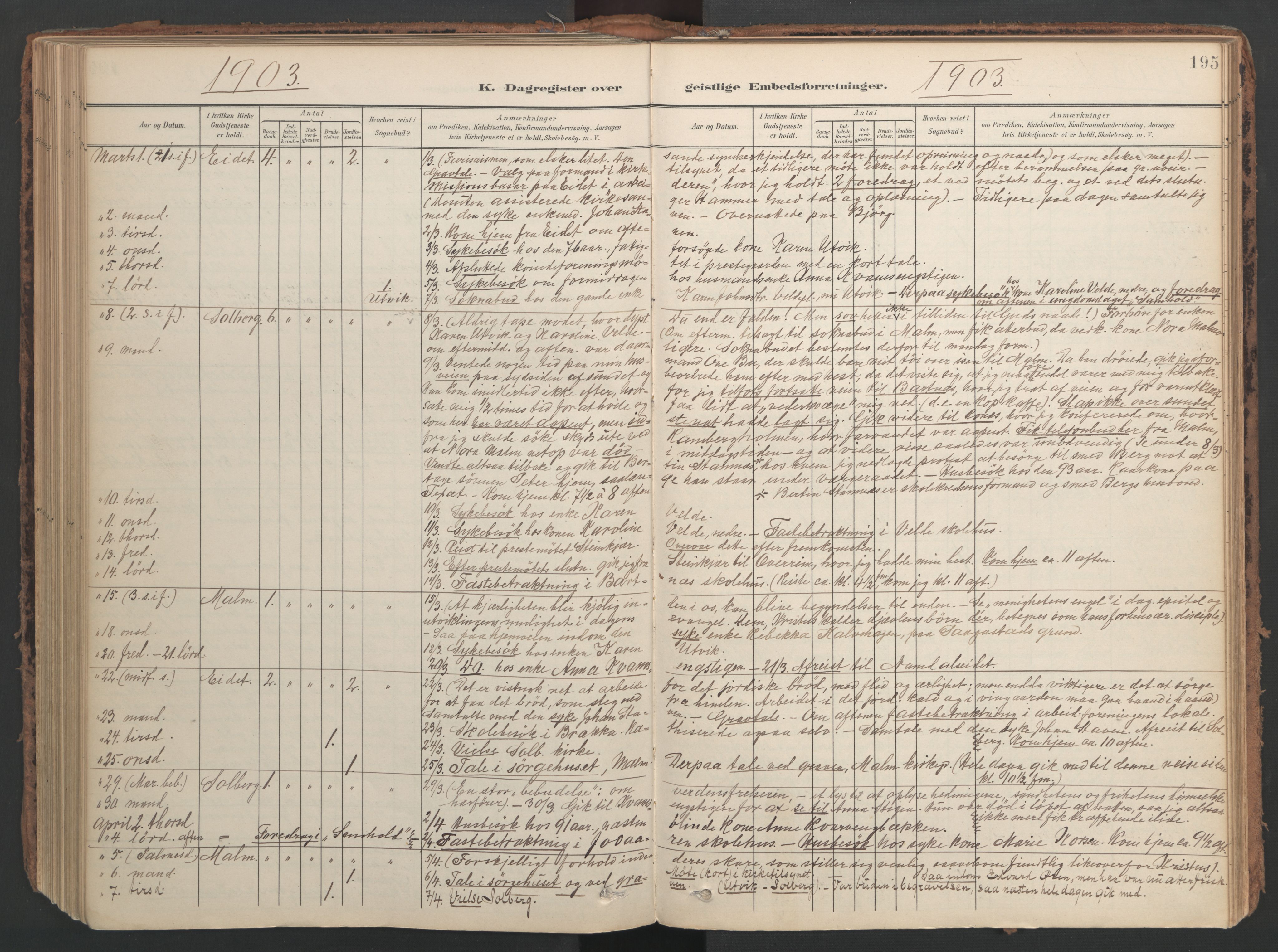 Ministerialprotokoller, klokkerbøker og fødselsregistre - Nord-Trøndelag, AV/SAT-A-1458/741/L0397: Parish register (official) no. 741A11, 1901-1911, p. 195