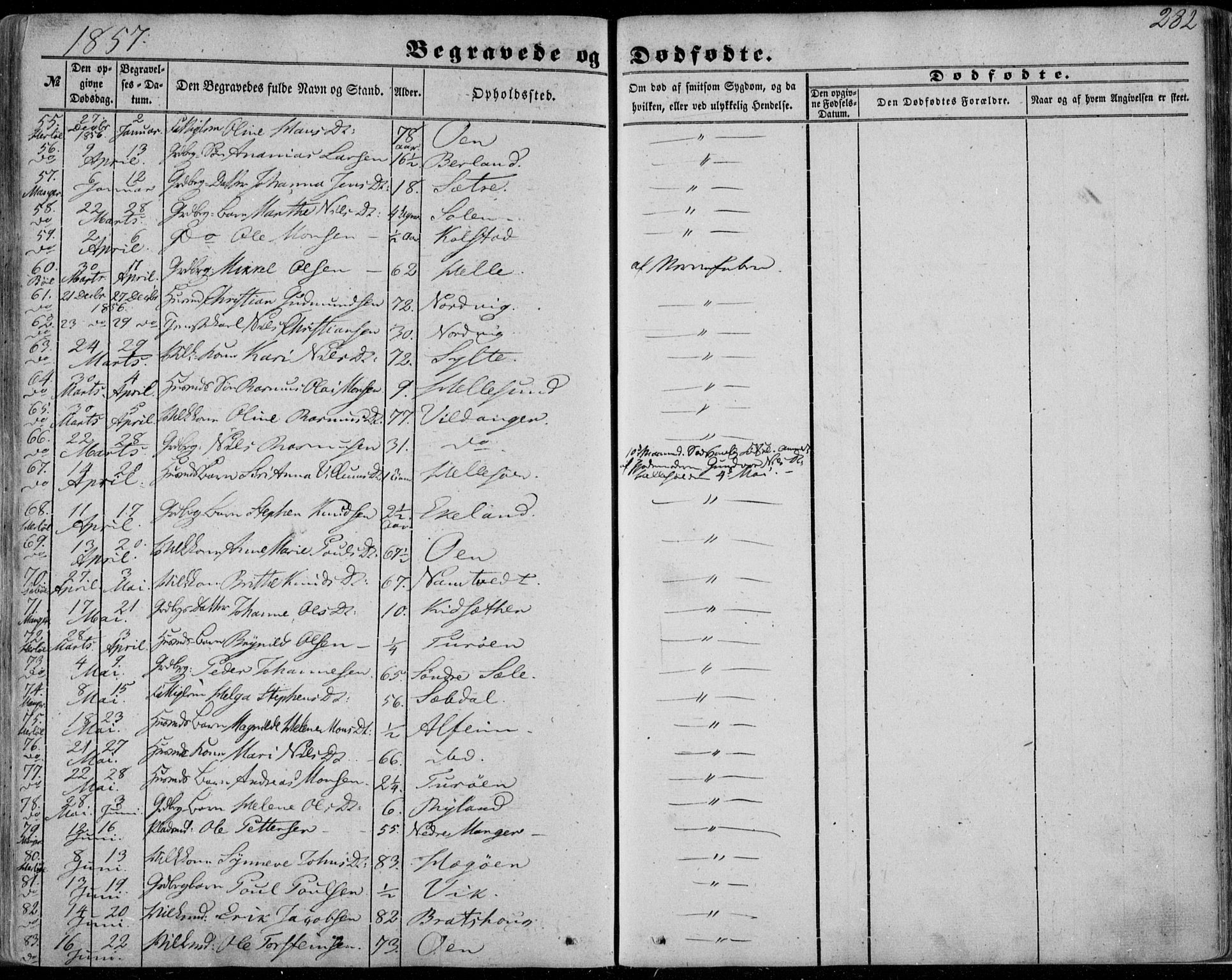 Manger sokneprestembete, AV/SAB-A-76801/H/Haa: Parish register (official) no. A 6, 1849-1859, p. 282