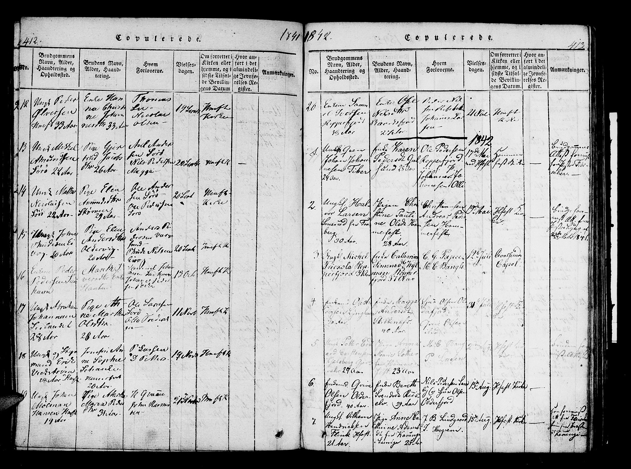 Hammerfest sokneprestkontor, SATØ/S-1347/H/Ha/L0003.kirke: Parish register (official) no. 3, 1821-1842, p. 412-413
