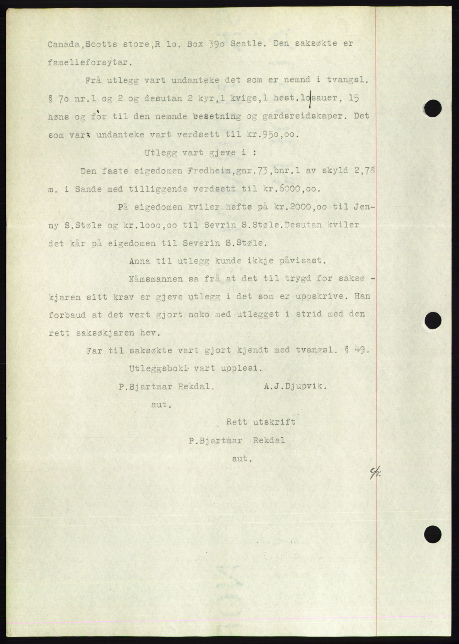 Søre Sunnmøre sorenskriveri, AV/SAT-A-4122/1/2/2C/L0053: Mortgage book no. 47, 1931-1932, Deed date: 09.04.1932