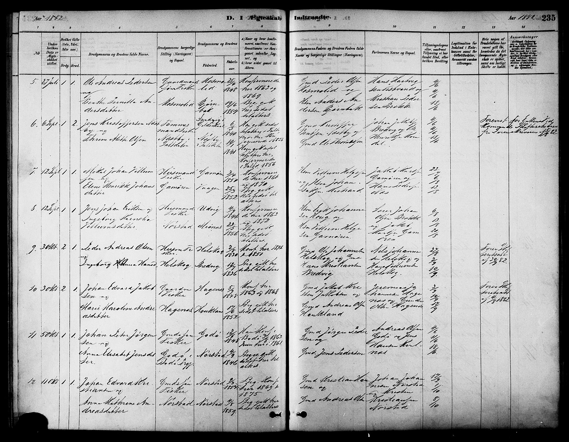 Ministerialprotokoller, klokkerbøker og fødselsregistre - Nordland, SAT/A-1459/852/L0740: Parish register (official) no. 852A10, 1878-1894, p. 235