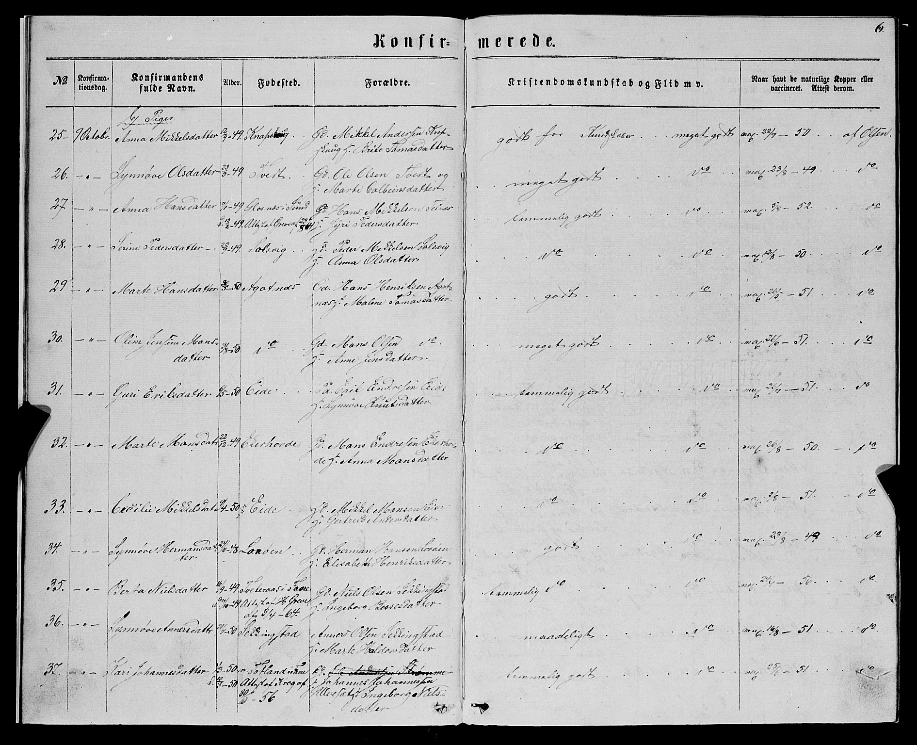 Fjell sokneprestembete, SAB/A-75301/H/Haa: Parish register (official) no. A 5, 1864-1877, p. 6