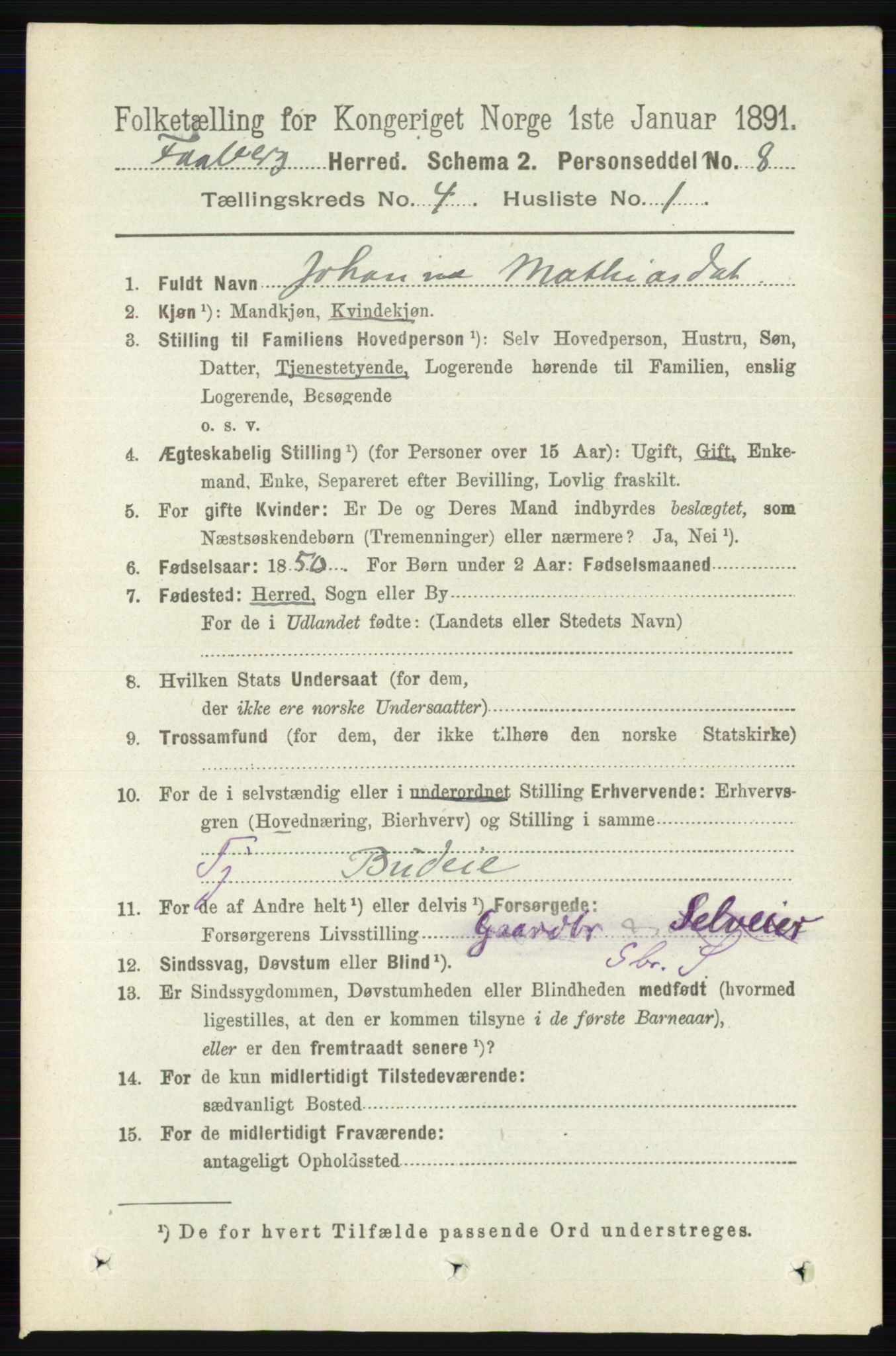 RA, 1891 census for 0524 Fåberg, 1891, p. 1230