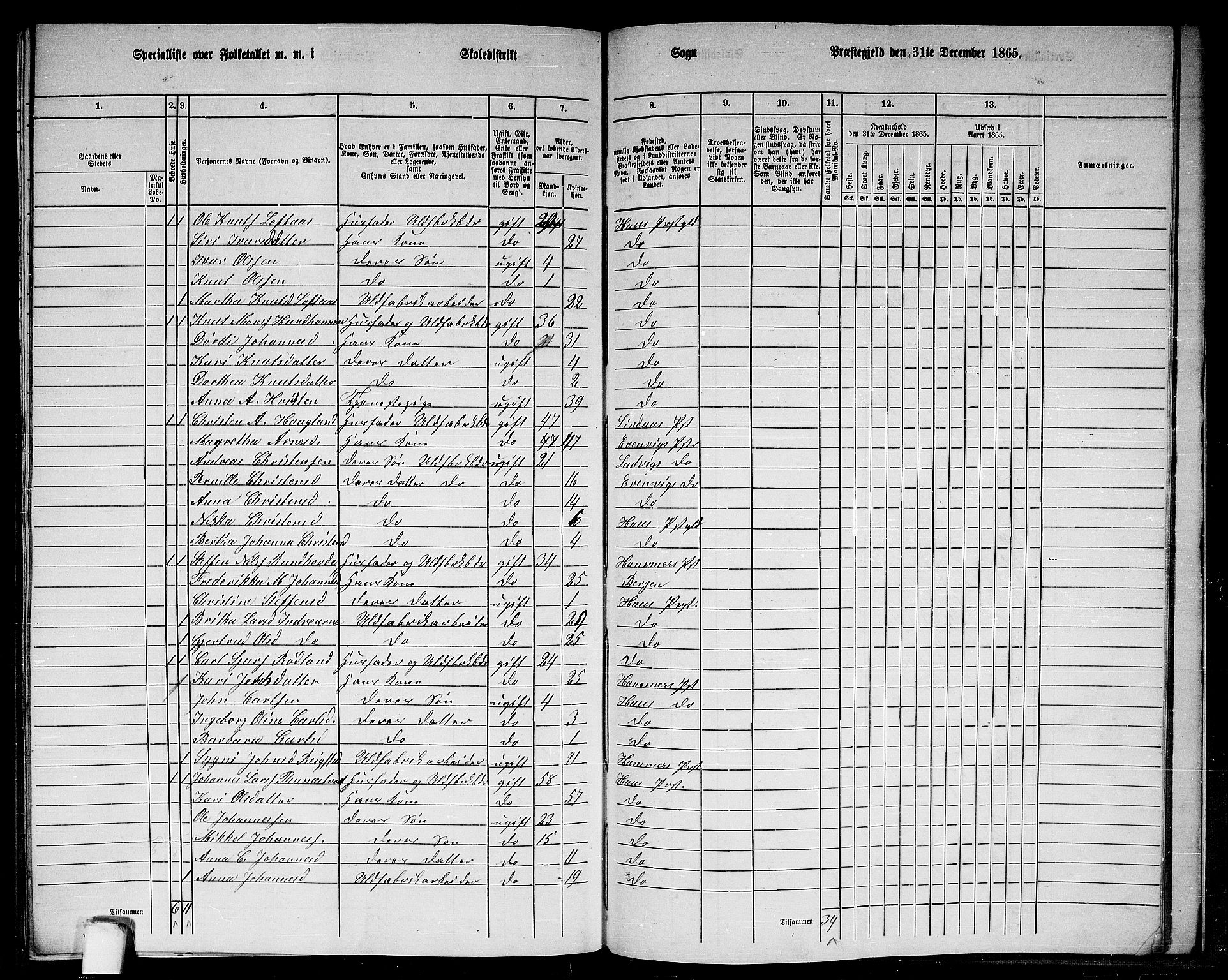 RA, 1865 census for Haus, 1865, p. 257